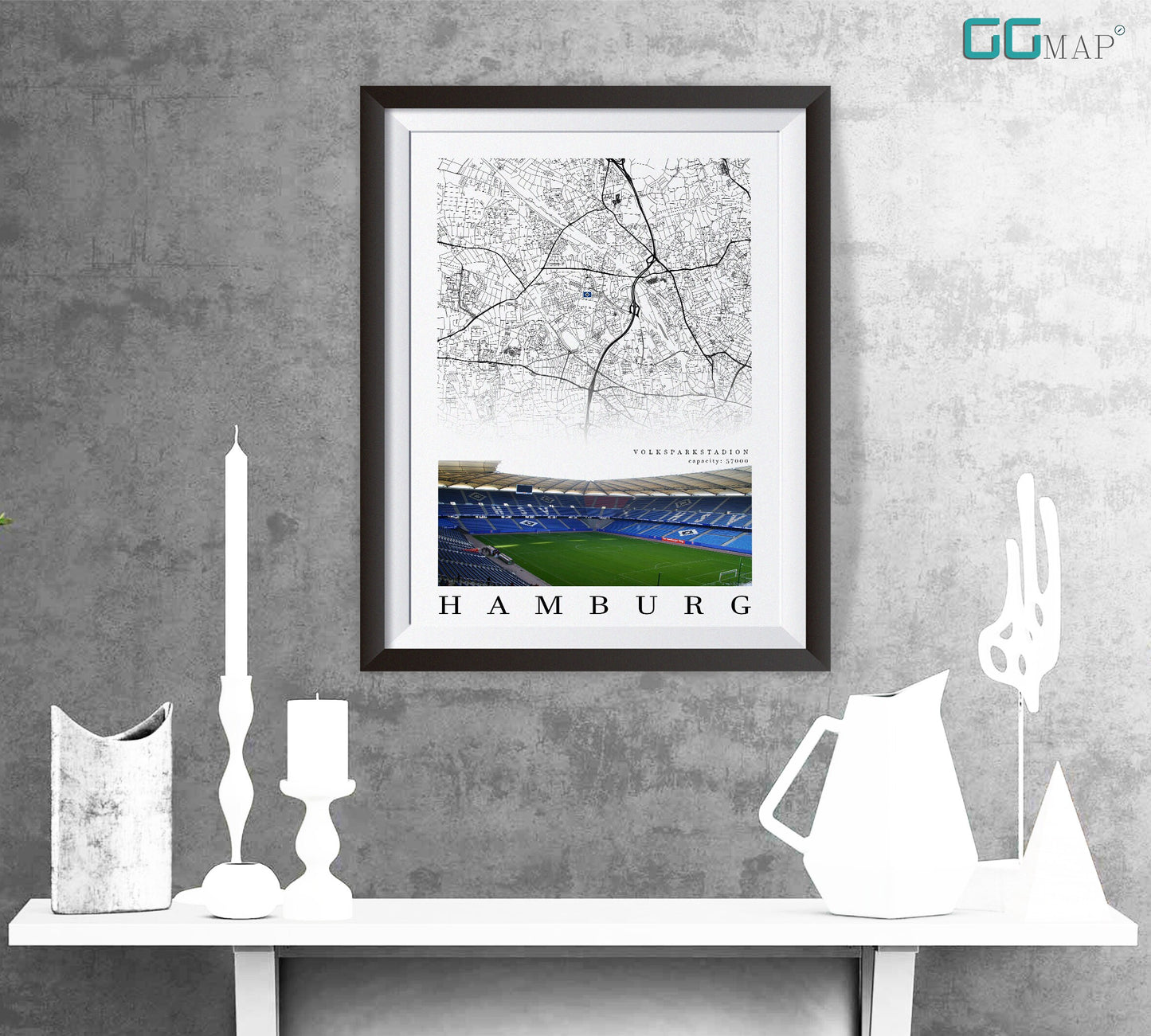 City map of HAMBURG - Volksparkstadion - Home Decor Volksparkstadion - Volksparkstadion gift - Volksparkstadion wall decor - Print map