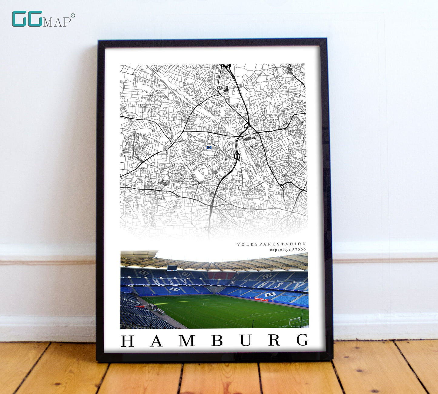 City map of HAMBURG - Volksparkstadion - Home Decor Volksparkstadion - Volksparkstadion gift - Volksparkstadion wall decor - Print map