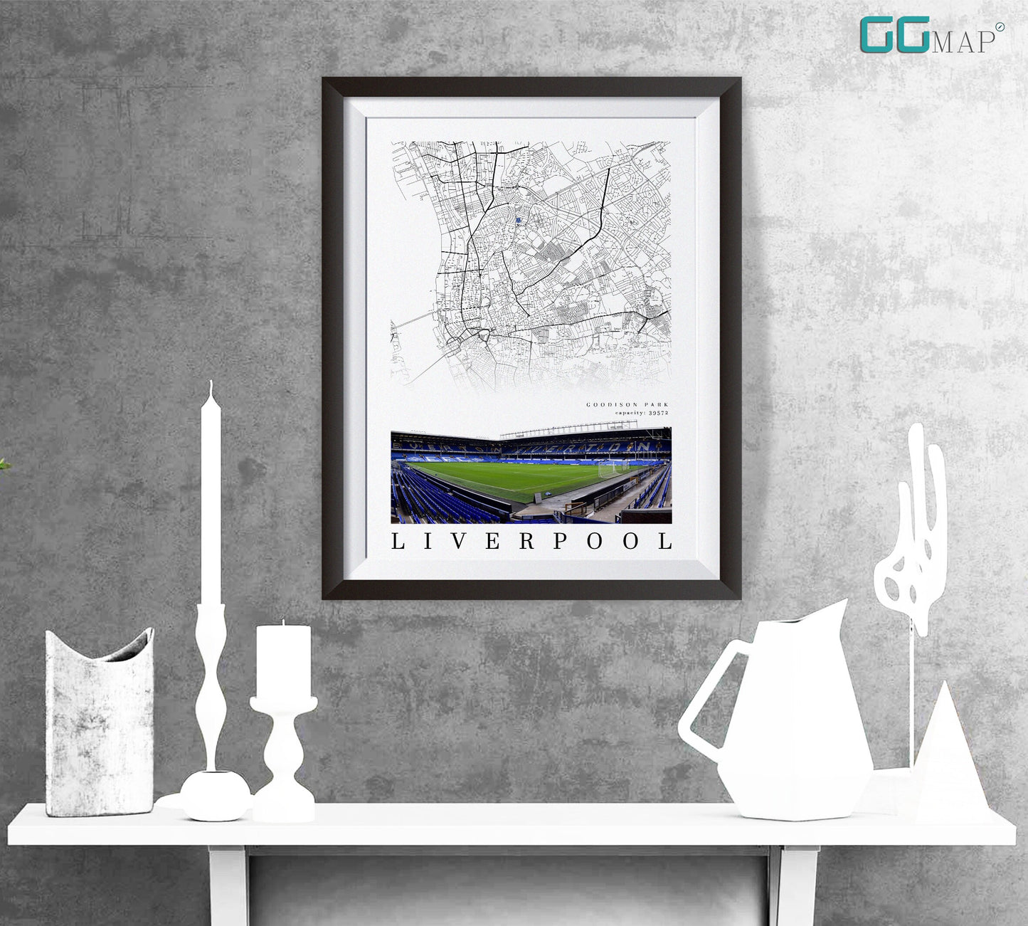 City map of LIVERPOOL - Goodison Park - Home Decor Goodison Park - Goodison Park gift - Goodison Park wall decor - Print map