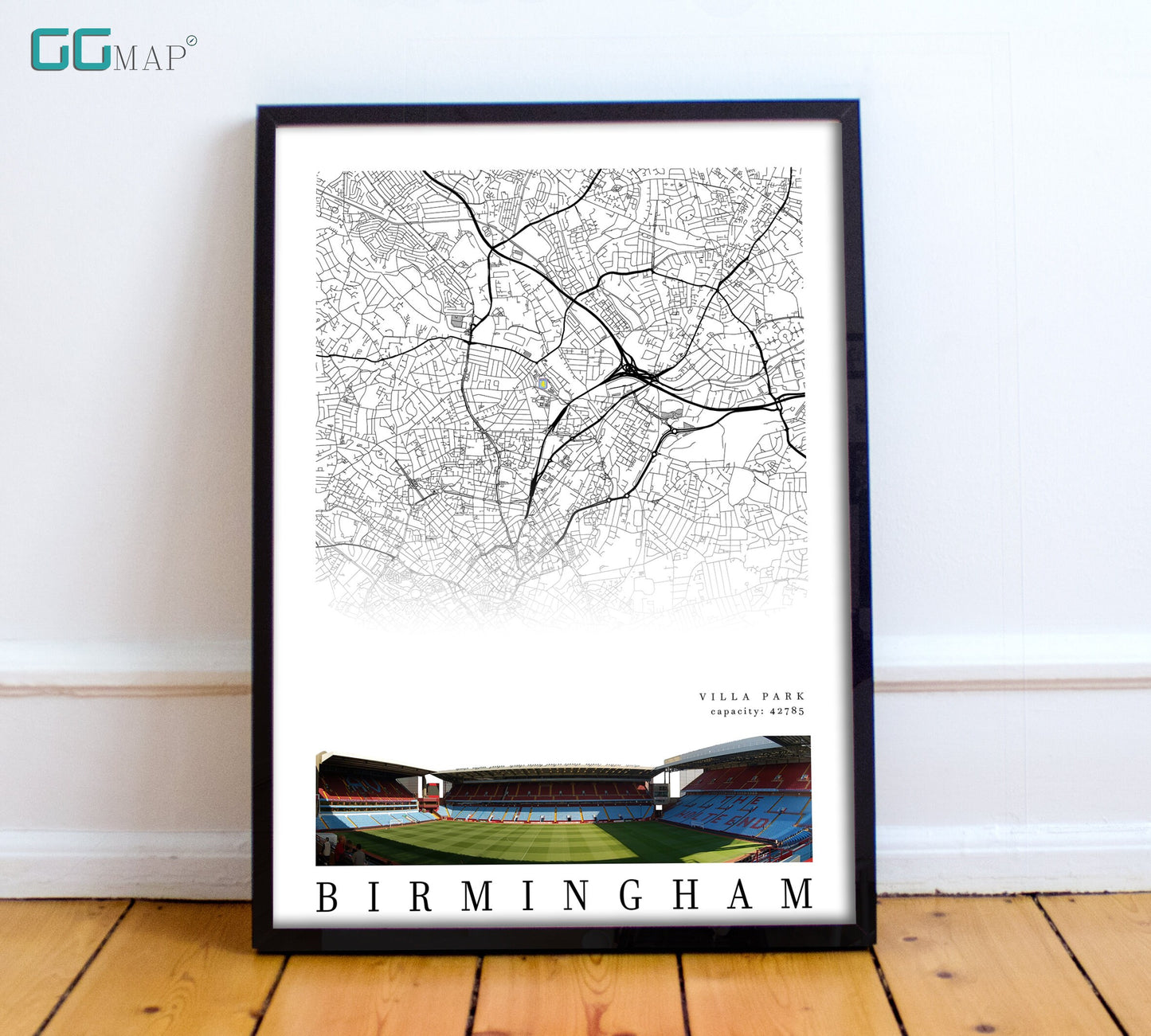 City map of BIRMINGHAM - Villa Park - Home Decor Villa Park - Villa Park gift - Villa Park wall decor - Print map