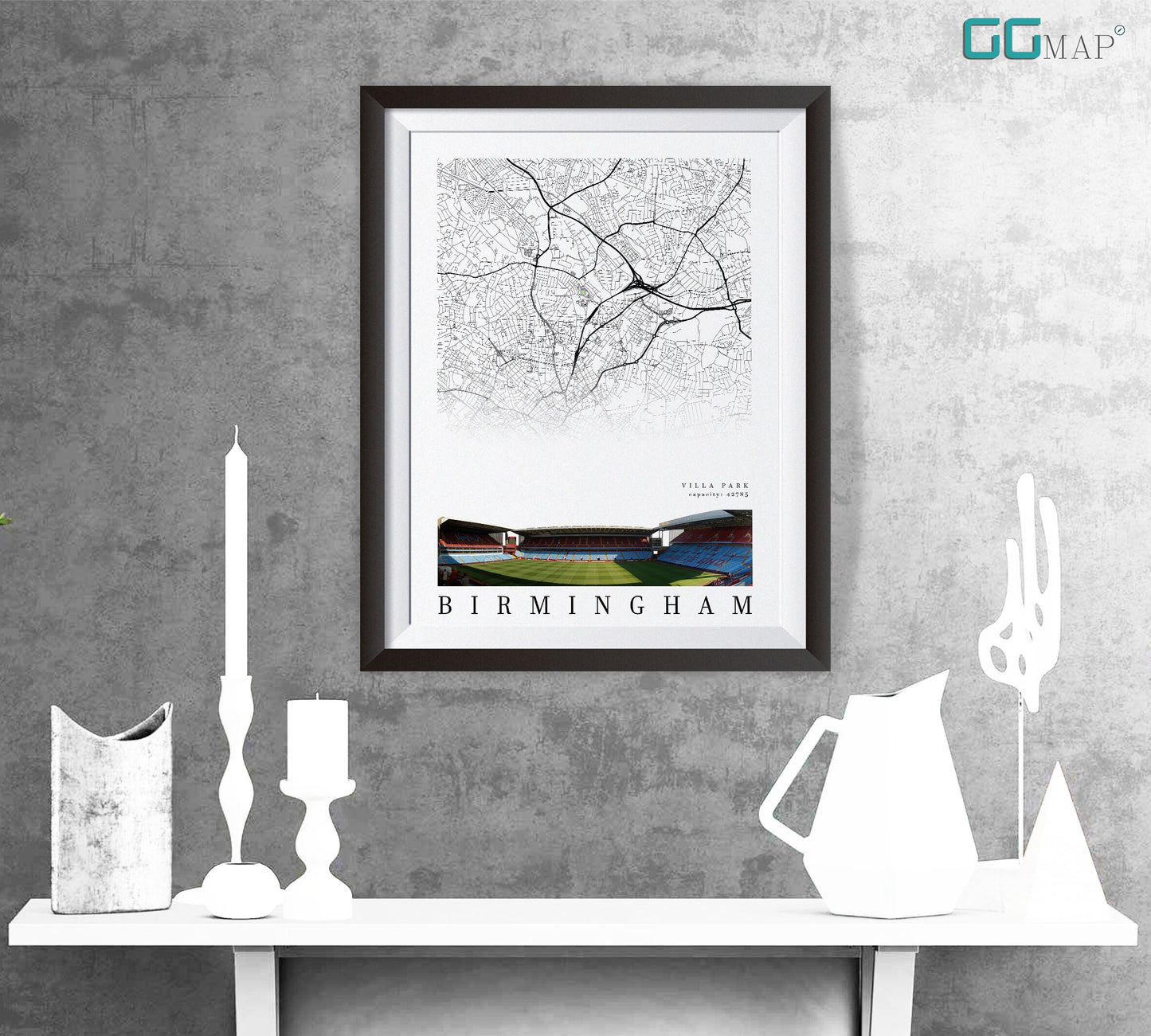 City map of BIRMINGHAM - Villa Park - Home Decor Villa Park - Villa Park gift - Villa Park wall decor - Print map