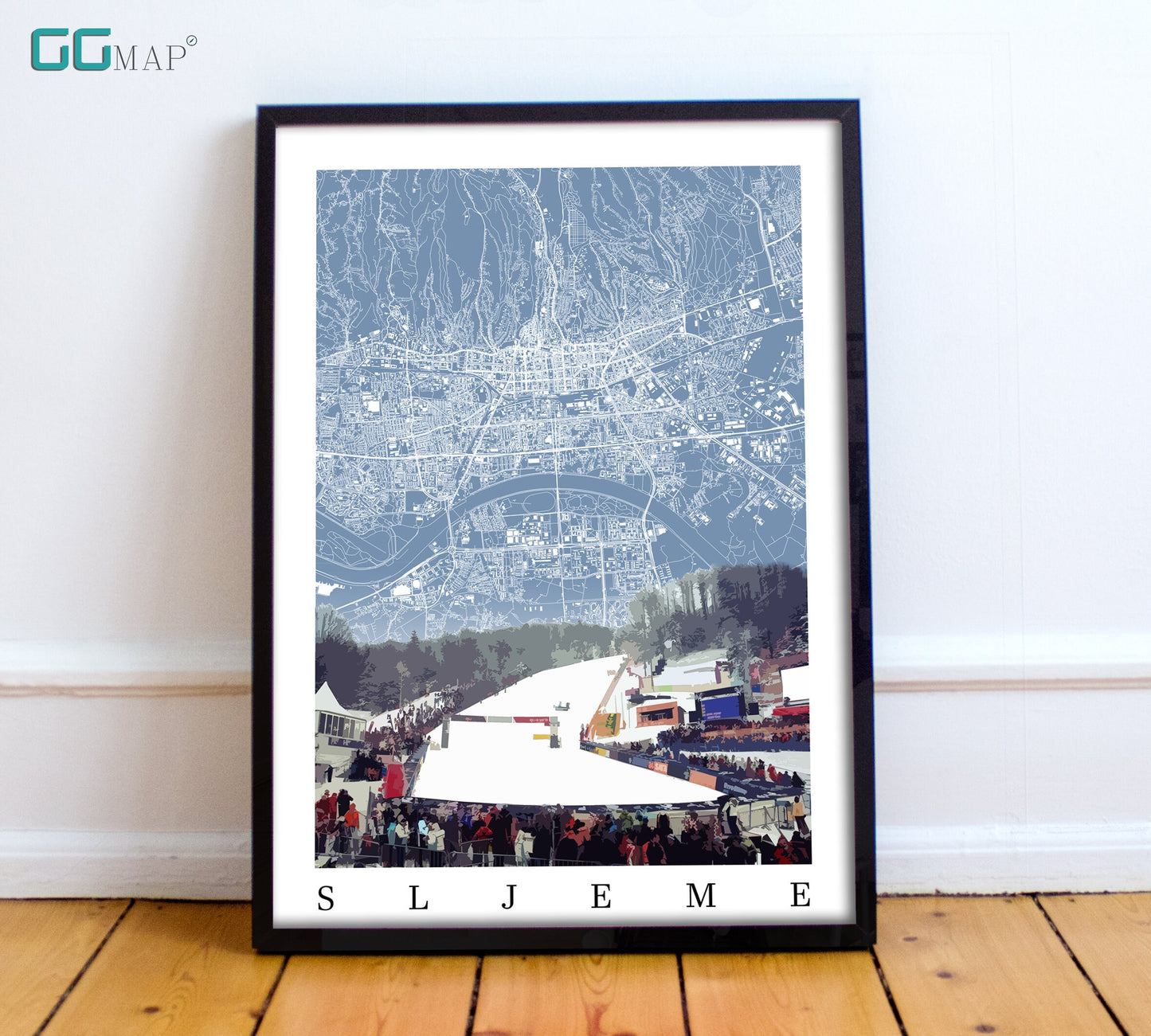 City map of ZAGREB - Sljeme skiing - Sljeme skiing adventure -Sljeme gift - Sljeme World cup - Skiing poster - Zagreb poster