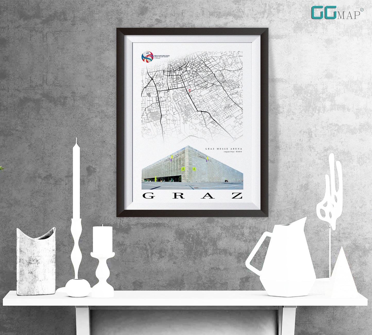 City map of GRAZ - Stadthalle Graz - Home Decor Stadthalle Graz - Stadthalle Graz poster - Stadthalle Graz wall decor - Print map