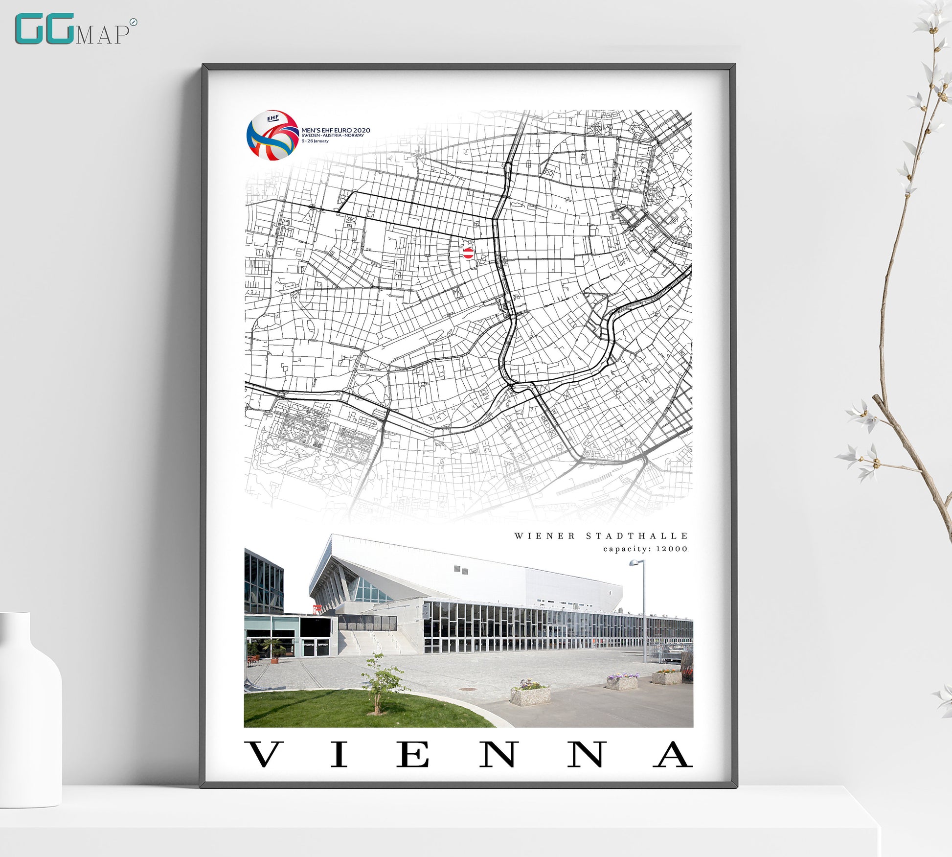 a poster of a building with a map of vienna