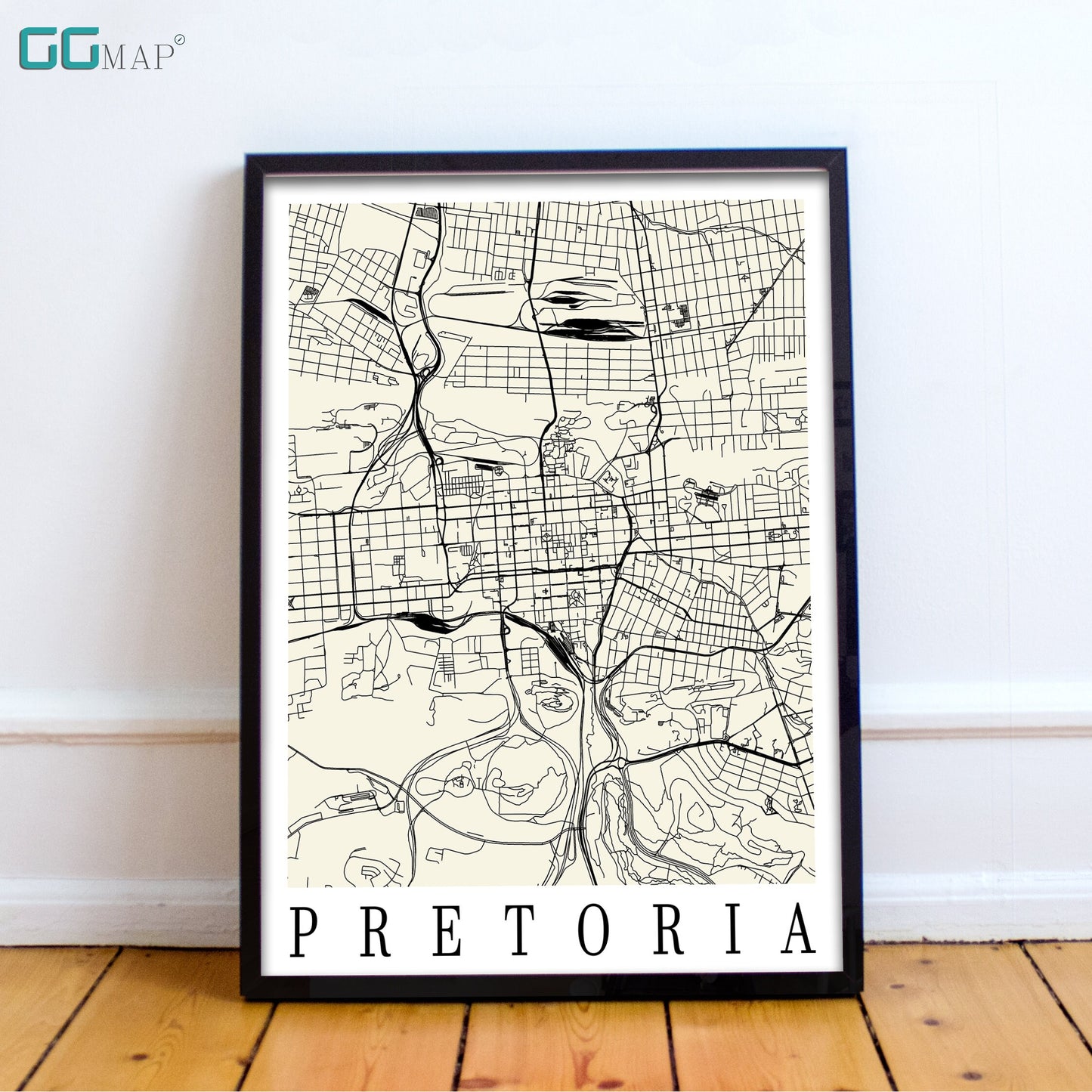 City map of PRETORIA - Home Decor - Wall decor - Office map - Travel map - Print map - Poster city map - Pretoria map - GeoGIS Studio