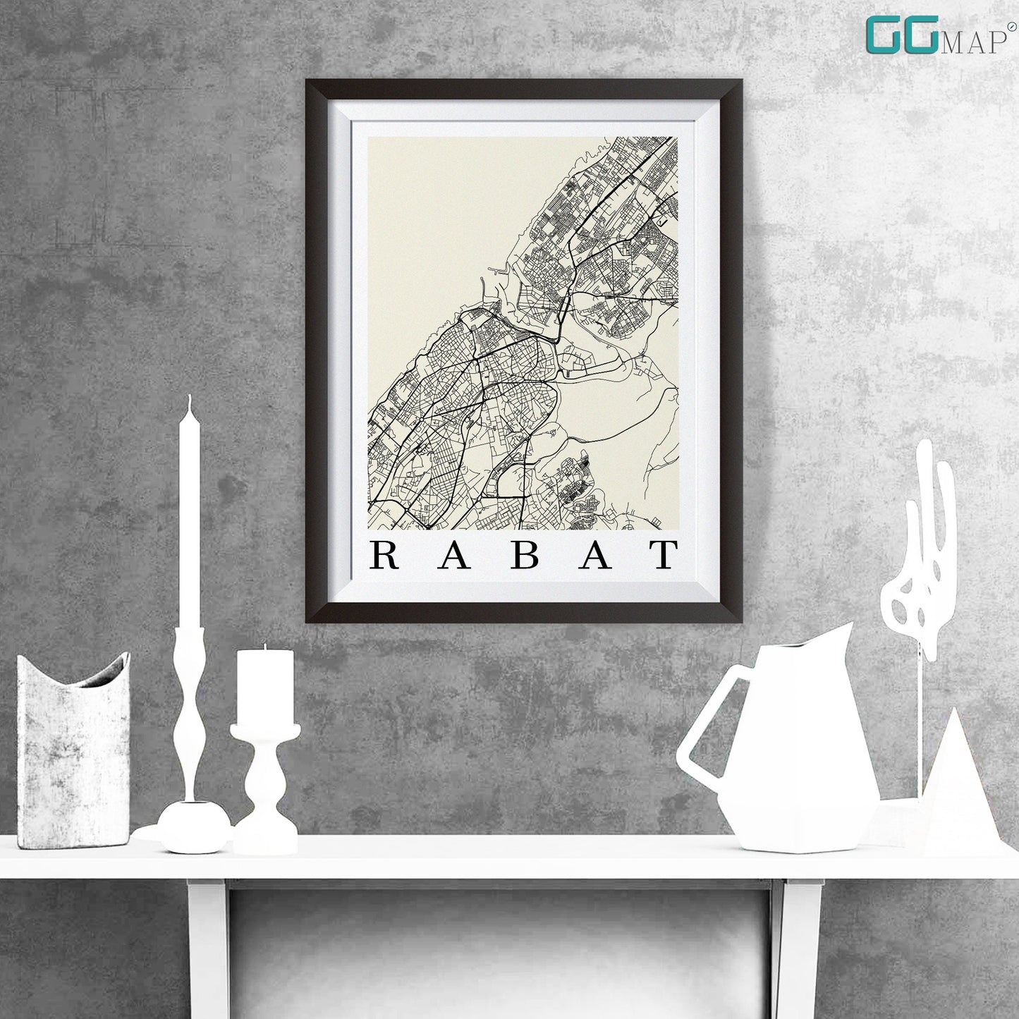 City map of RABAT - Home Decor - Wall decor - Office map - Travel map - Print map - Poster city map - Rabat map - GeoGIS Studio