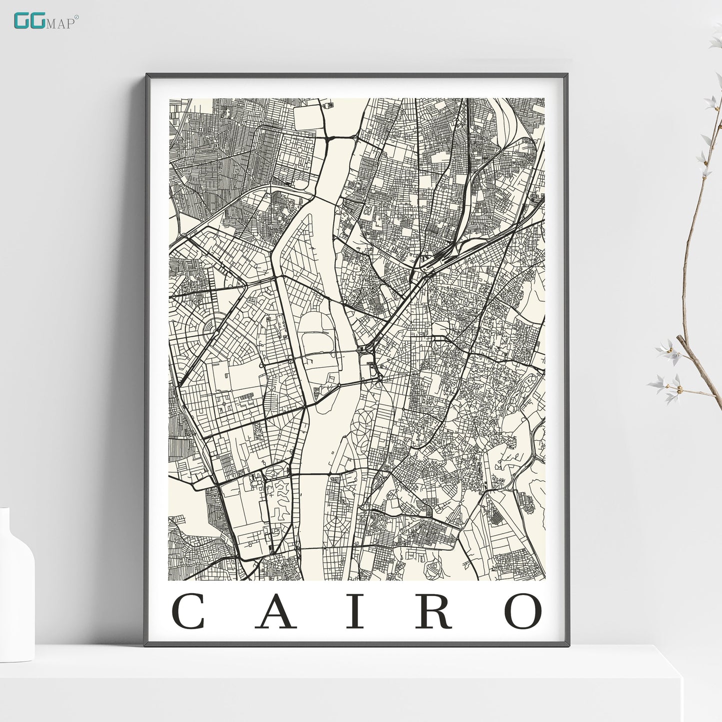 a map of the city of cairo in black and white