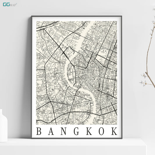 a black and white map of bangkok