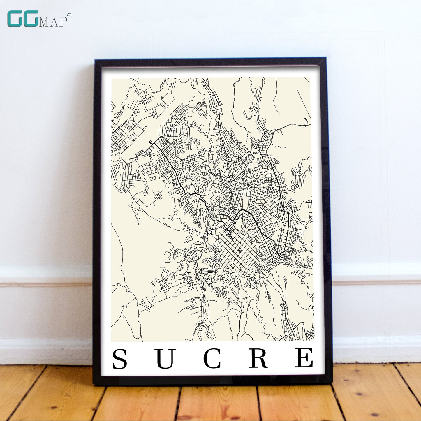 City map of SUCRE - Home Decor - Wall decor - Office map - Travel map - Print map - Poster city map - Sucre map - GeoGIS Studio