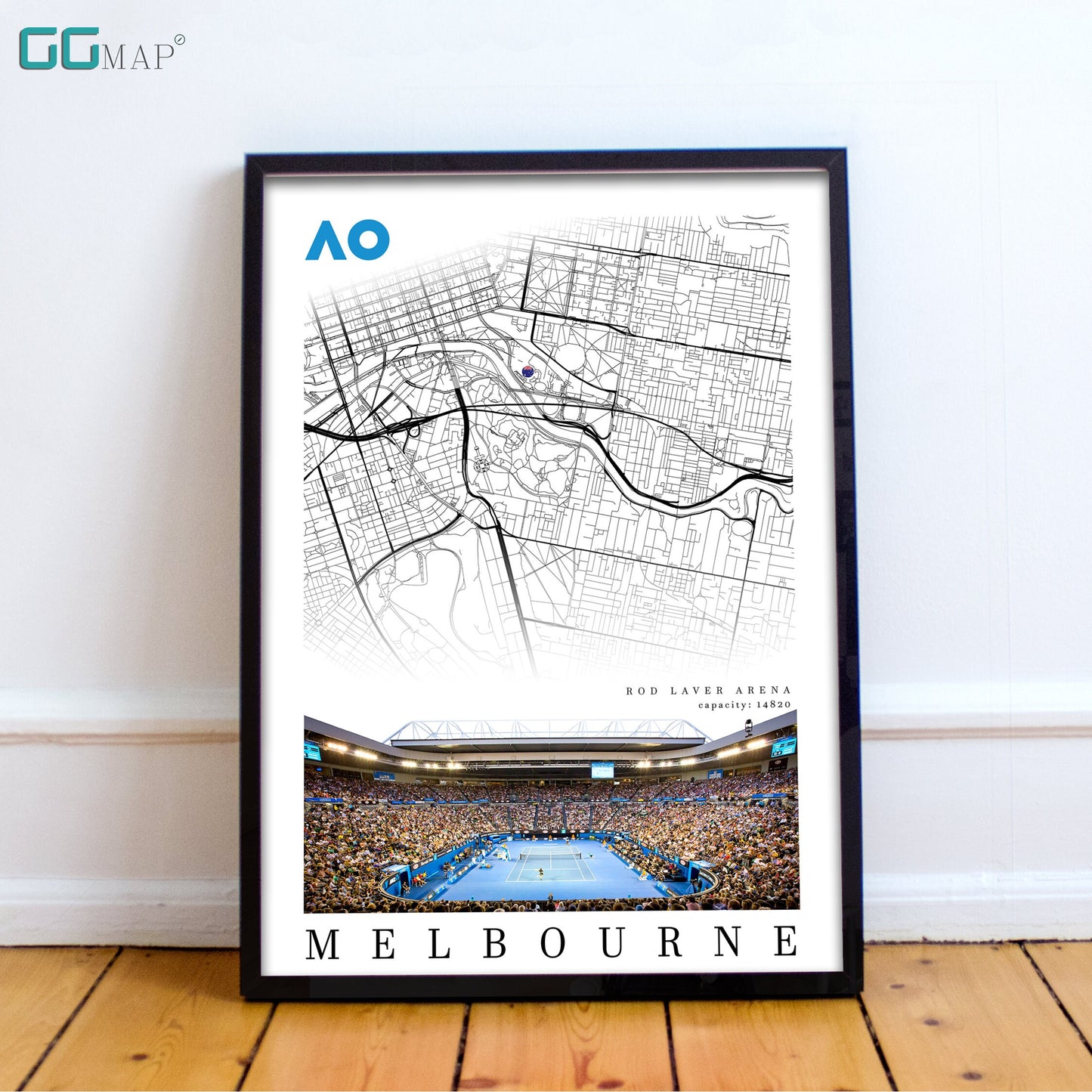 City map of MELBOURNE - Rod Laver Arena - Home Decor Australian open - Wall decor Rod Laver Arena - Rod Laver Arena - Print map