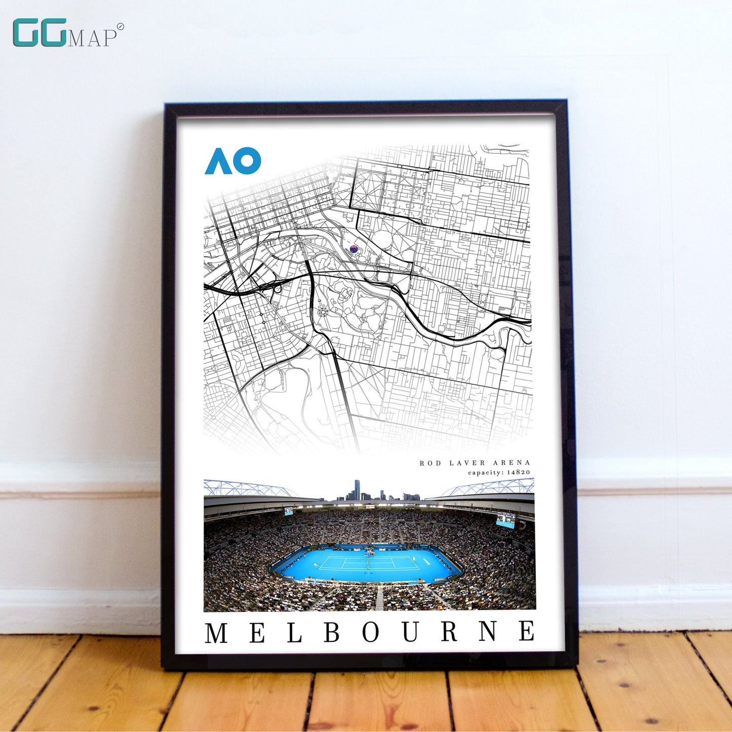 City map of MELBOURNE - Rod Laver Arena - Home Decor Australian open - Wall decor Rod Laver Arena - Rod Laver Arena - Print map