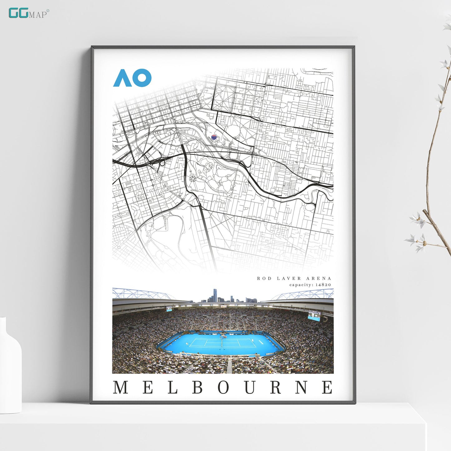 a map of melbourne with a blue pool in the middle