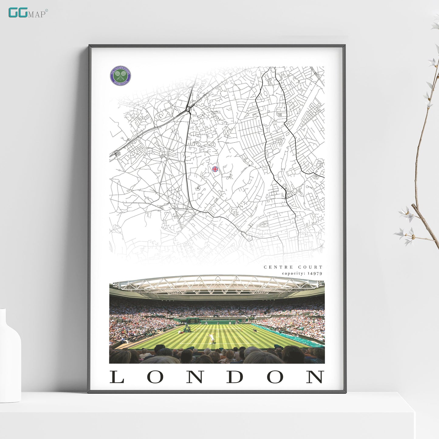 a picture of a stadium with a map of london