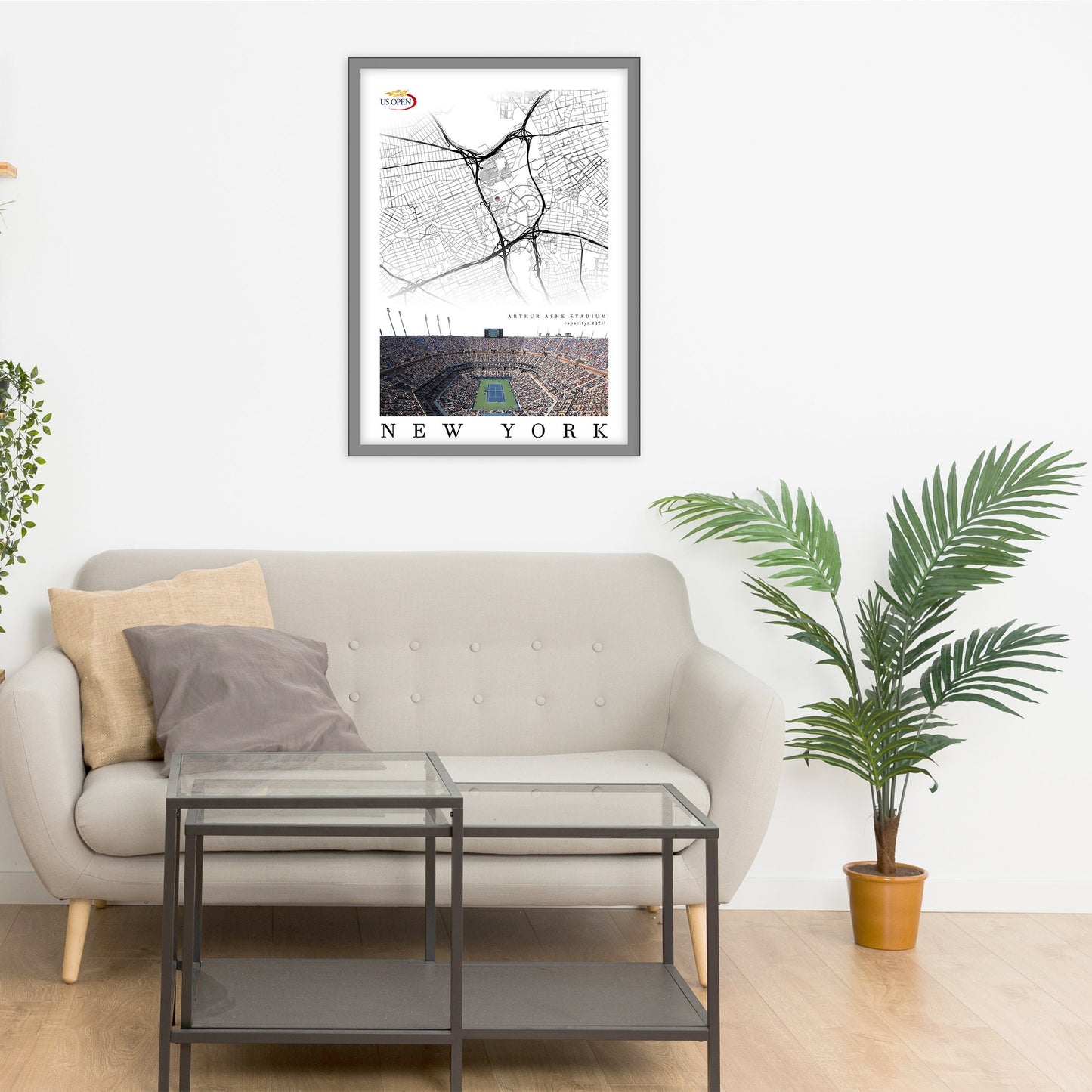 City map of NEW YORK - Arthur Ashe Stadium - Home Decor US open - Wall decor Arthur Ashe Stadium - Arthur Ashe Stadium gift - Print map