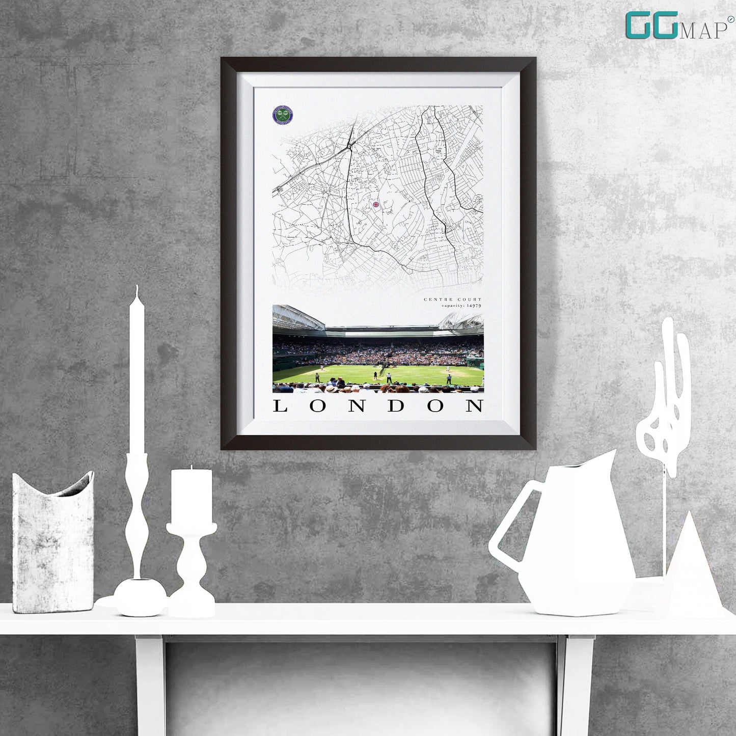 City map of LONDON - Centre Court Wimbledon - Home Decor Centre Court Wimbledon - Wall decor Centre Court Wimbledon - Print map