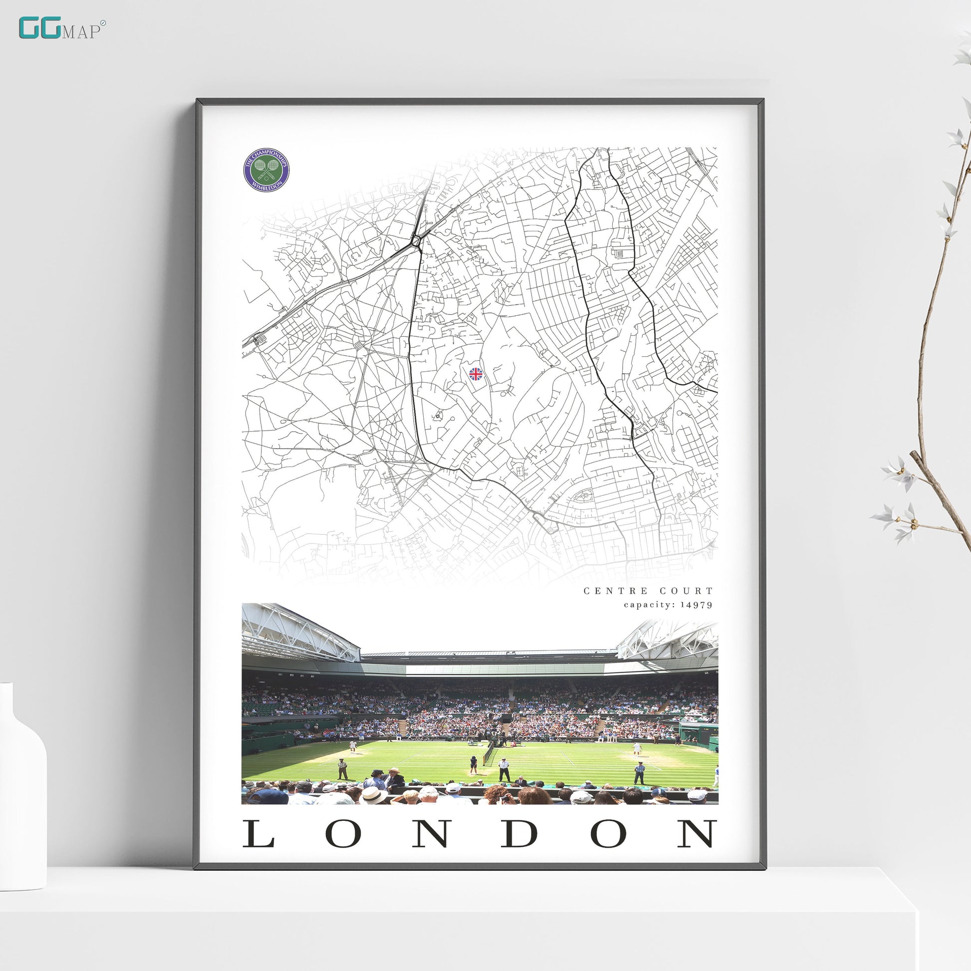 a poster of a stadium with a map of london