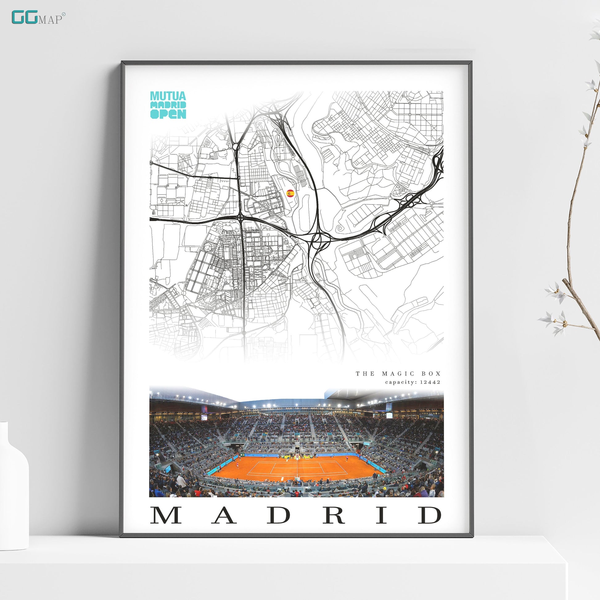 a poster of a stadium with a map of the stadium