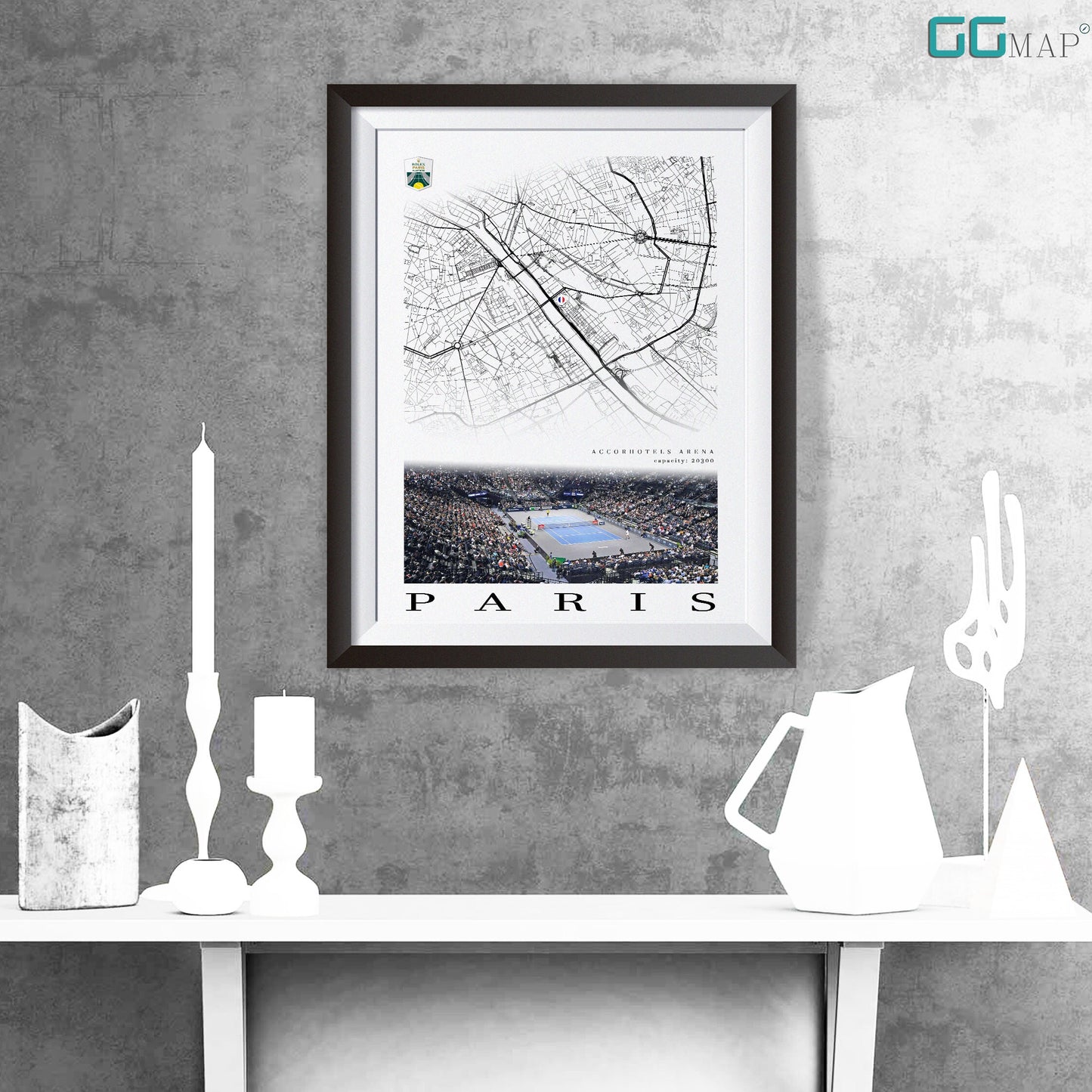 City map of PARIS - AccorHotels Arena - AccorHotels Arena wall decor - AccorHotels Arena poster - AccorHotels Arena gift - Print map