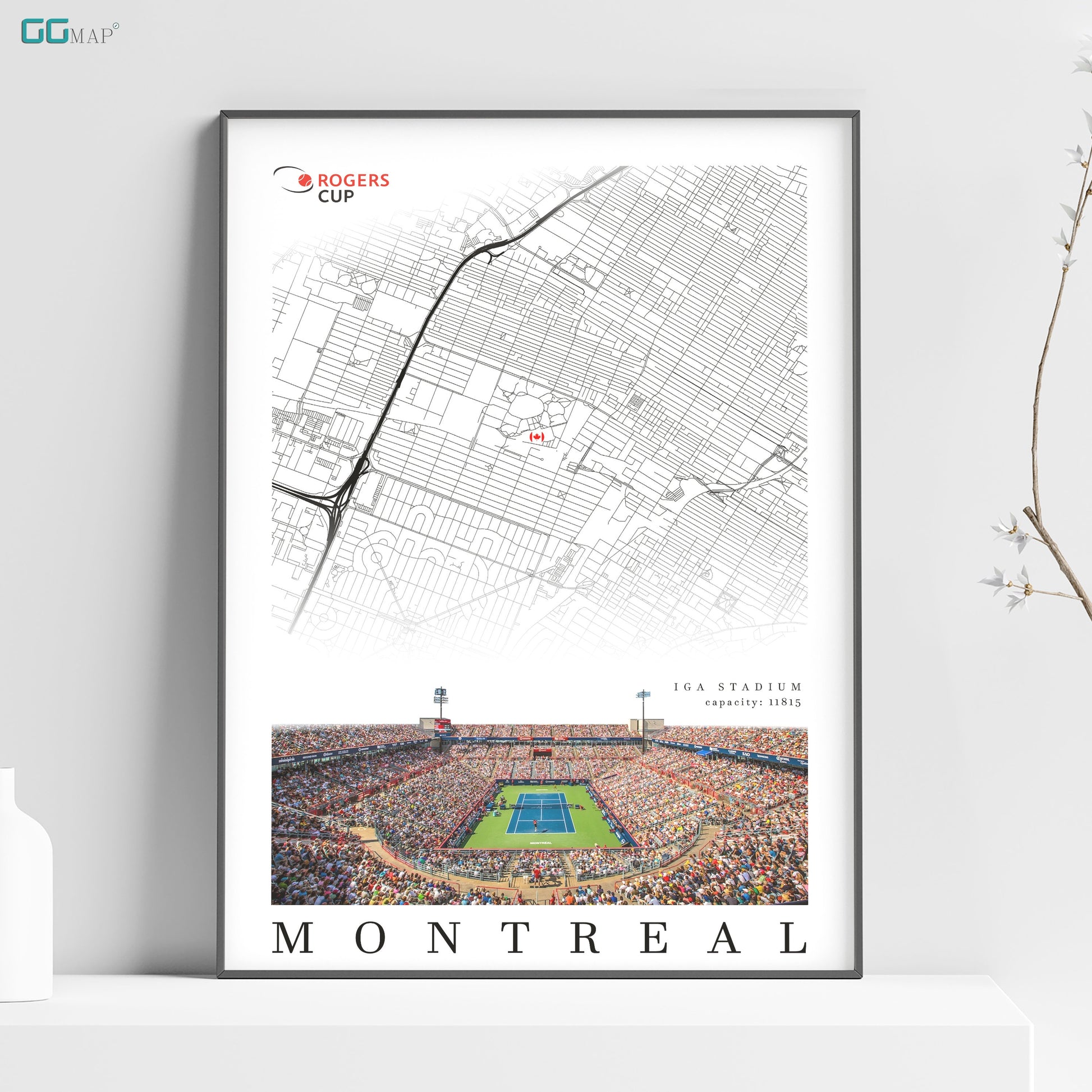 a poster of a stadium with a map of the stadium