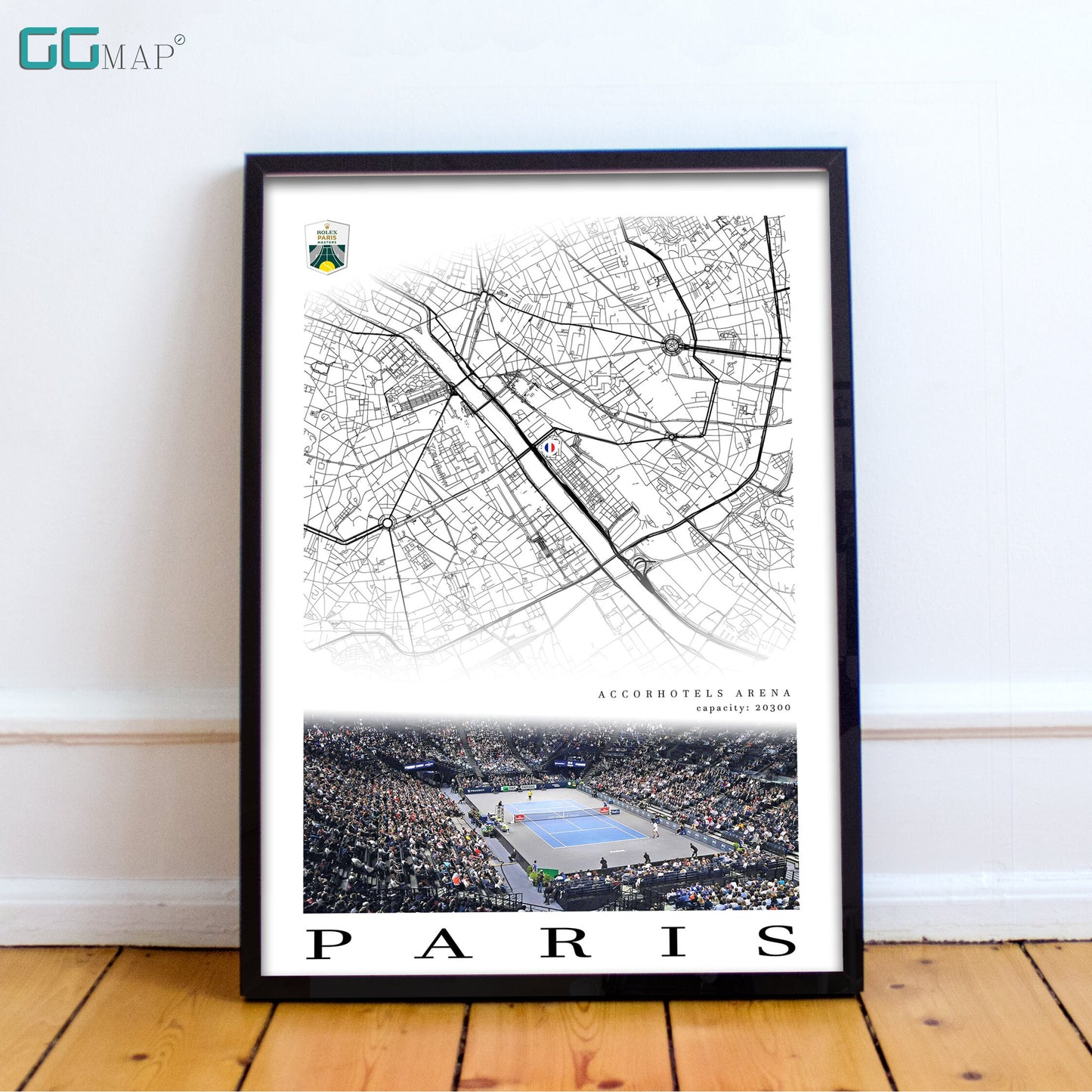 City map of PARIS - AccorHotels Arena - AccorHotels Arena wall decor - AccorHotels Arena poster - AccorHotels Arena gift - Print map