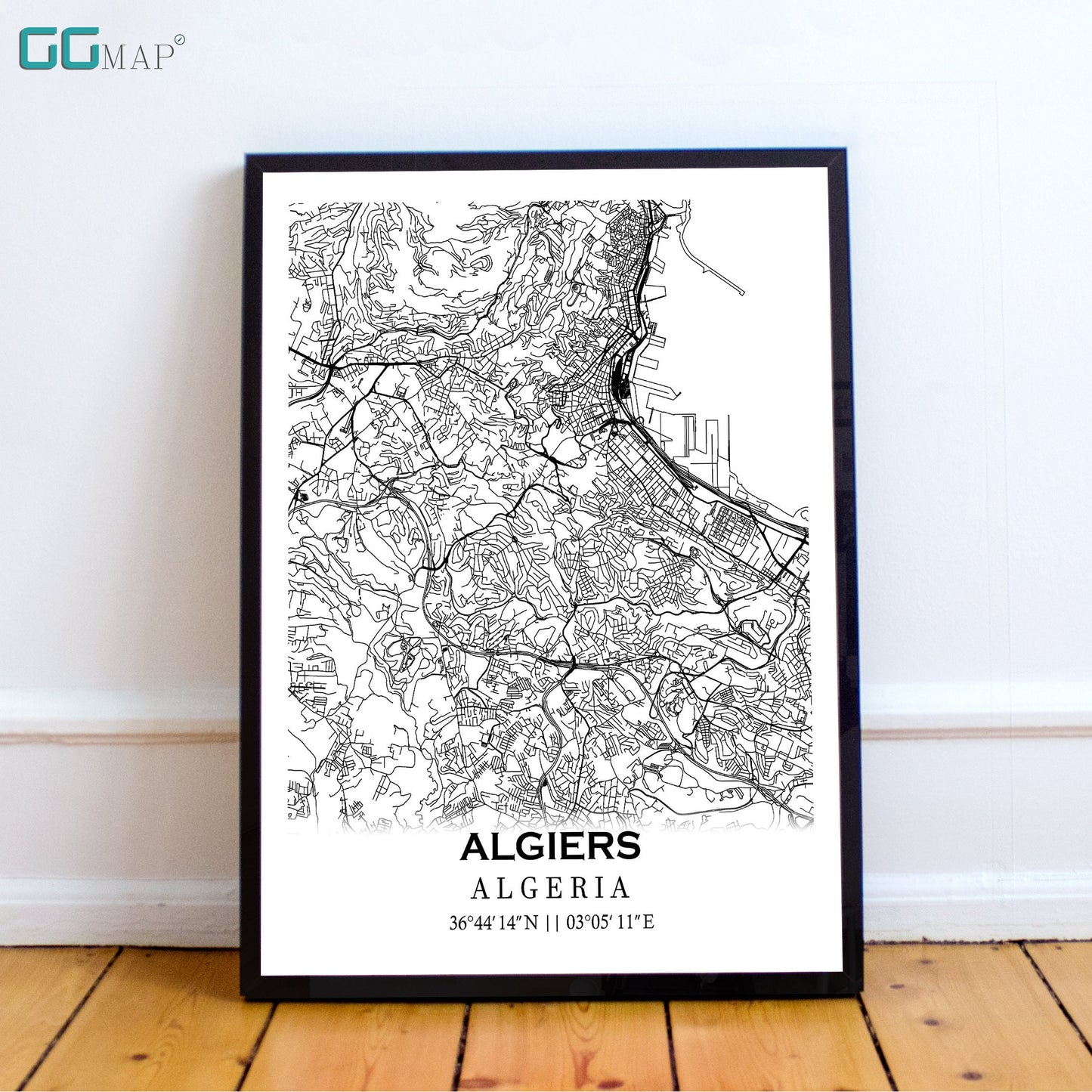 City map of ALGIERS - Home Decor - Wall decor - Office map - Travel map - Print map - Poster city map - Algiers map - Map art - Algeria