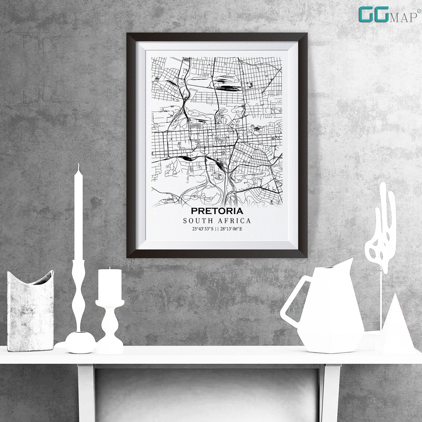 City map of PRETORIA - Home Decor - Wall decor - Office map - Travel map - Print map - Poster city map - Pretoria map - Map art - S. Africa