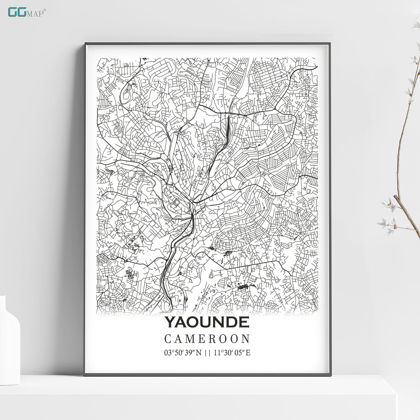 a black and white poster of a map of yaquinde