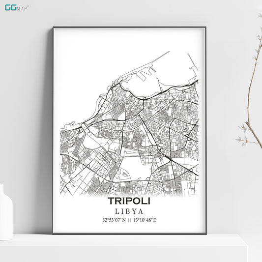 City map of TRIPOLI - Home Decor - Wall decor - Office map - Travel map - Print map - Poster city map - Tripoli map - Map art - Libya