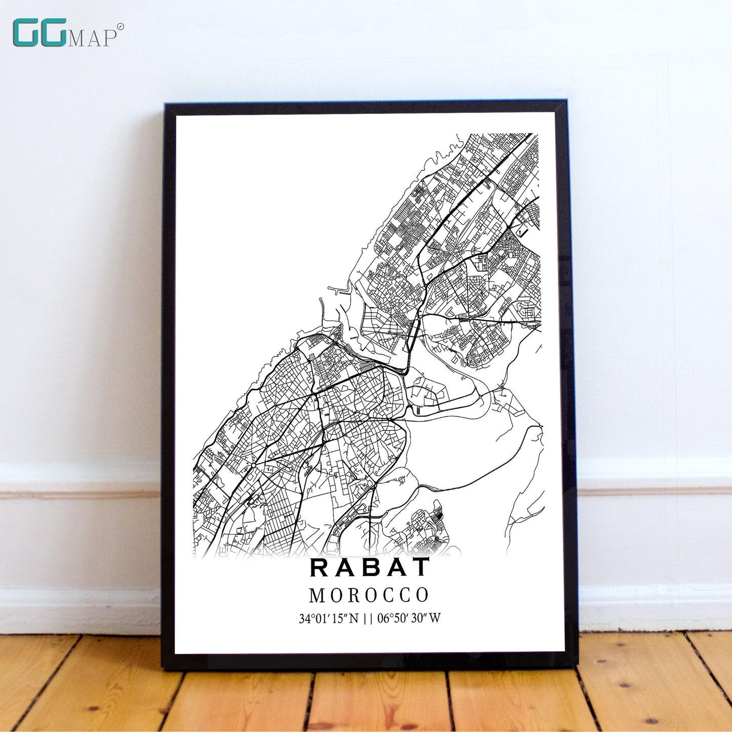 City map of RABAT - Home Decor - Wall decor - Office map - Travel map - Print map - Poster city map - Rabat map - Map art - Morocco