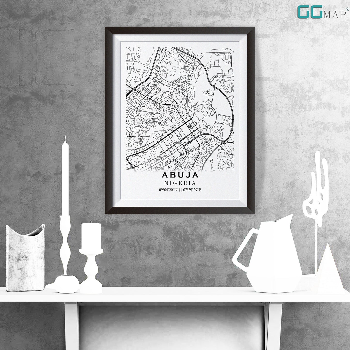 City map of ABUJA - Home Decor - Wall decor - Office map - Travel map - Print map - Poster city map - Abuja map - Map art - Nigeria