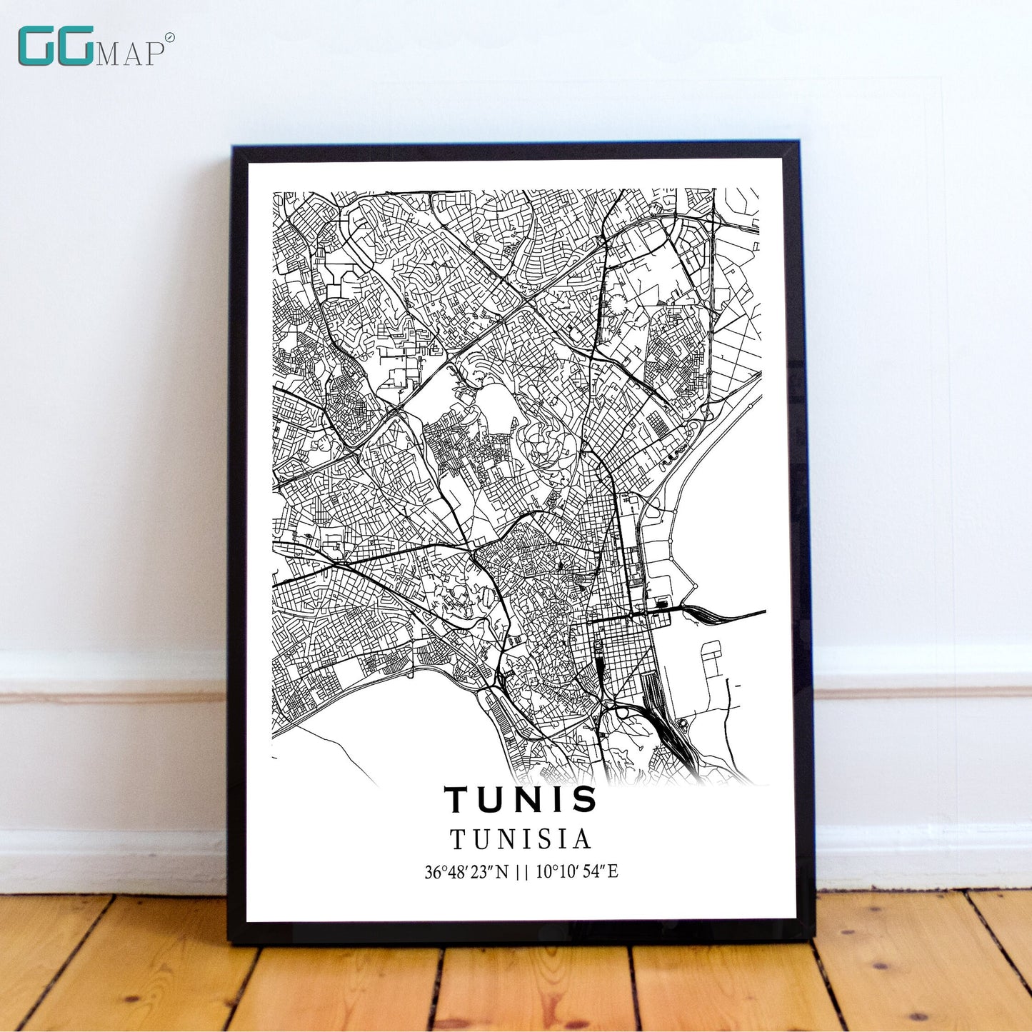 City map of TUNIS - Home Decor - Wall decor - Office map - Travel map - Print map - Poster city map - Tunis map - Map art - Tunisia