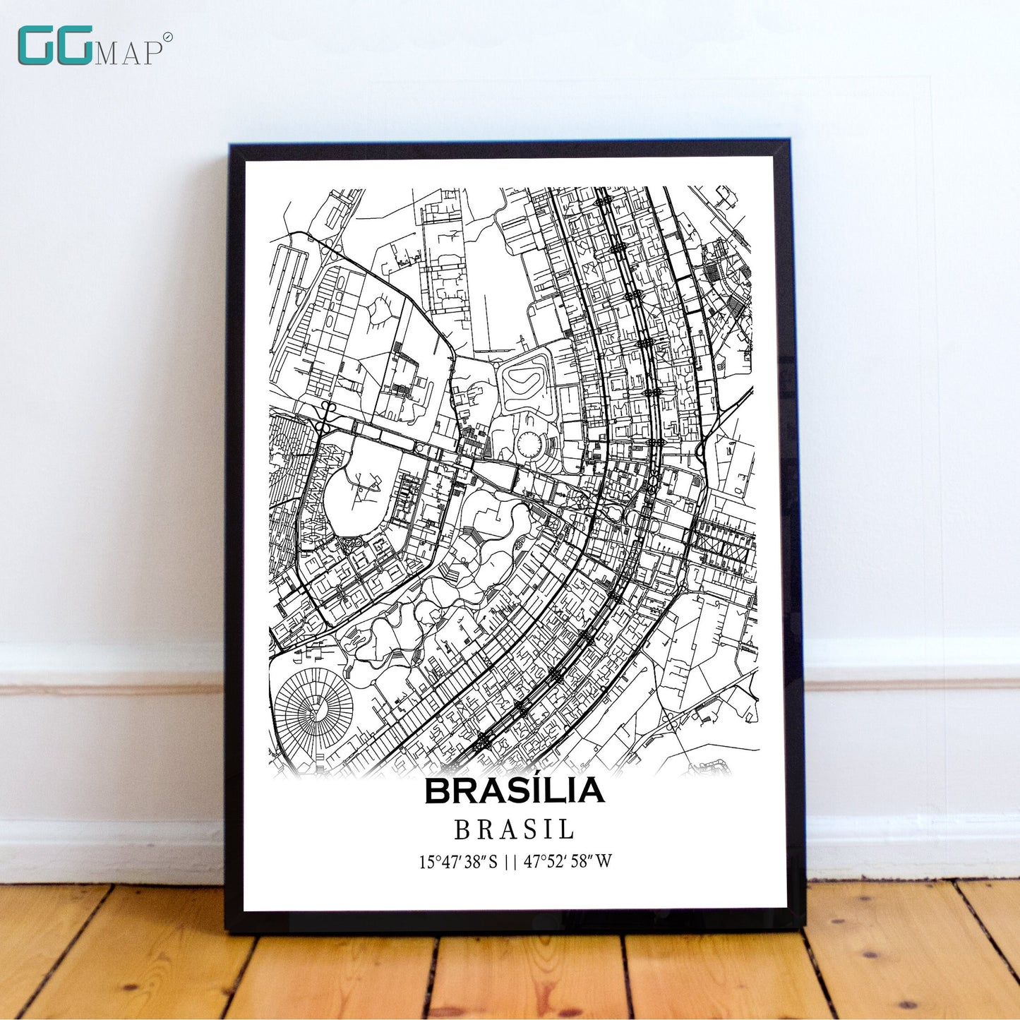 City map of BRASÍLIA - Home Decor - Wall decor - Office map - Travel map - Print map - Poster city map - Brasília map - Map art - Brasil