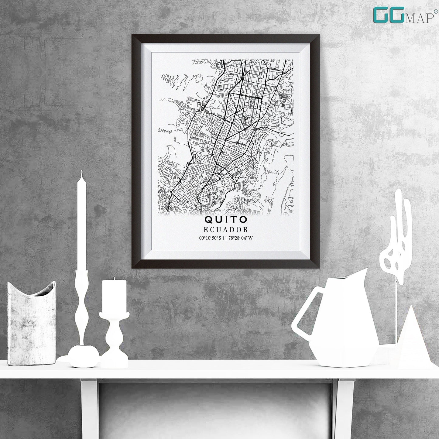 City map of QUITO - Home Decor - Wall decor - Office map - Travel map - Print map - Poster city map - Quito map - Map art - Ecuador