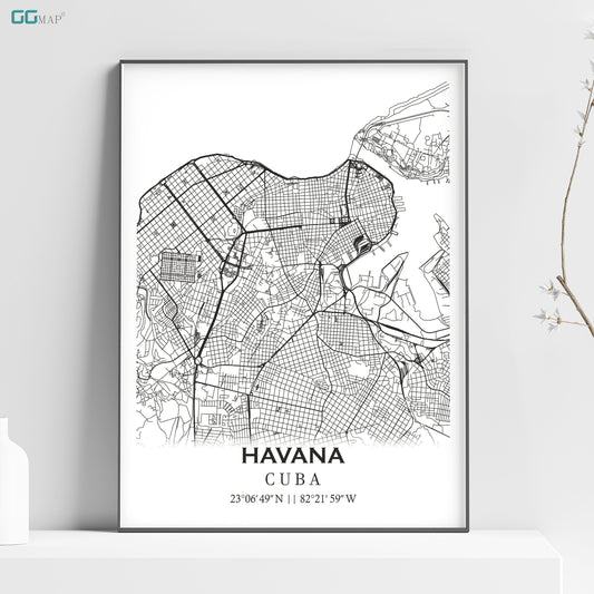 a black and white map of havana, cuba