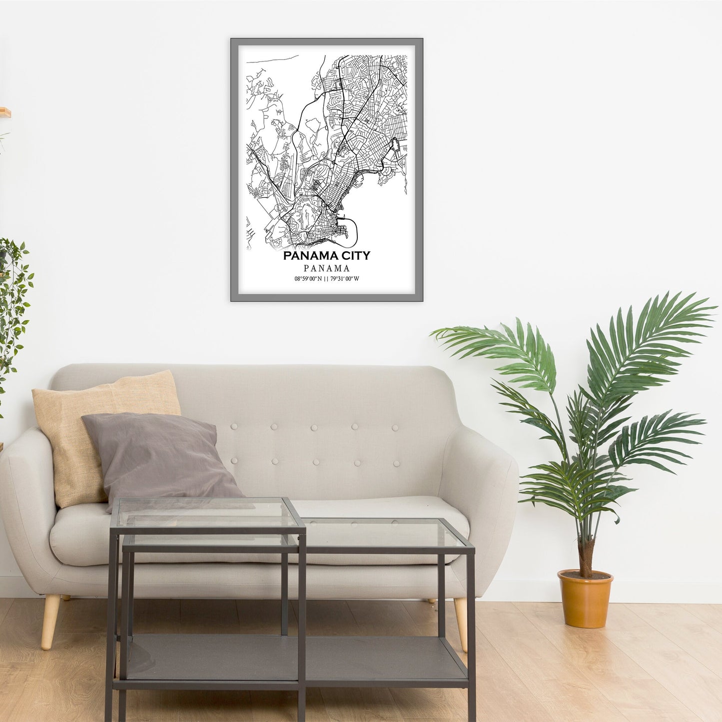 City map of PANAMA CITY - Home Decor - Wall decor - Office map - Travel map - Print map - Poster city map - Panama City map -Map art -Panama