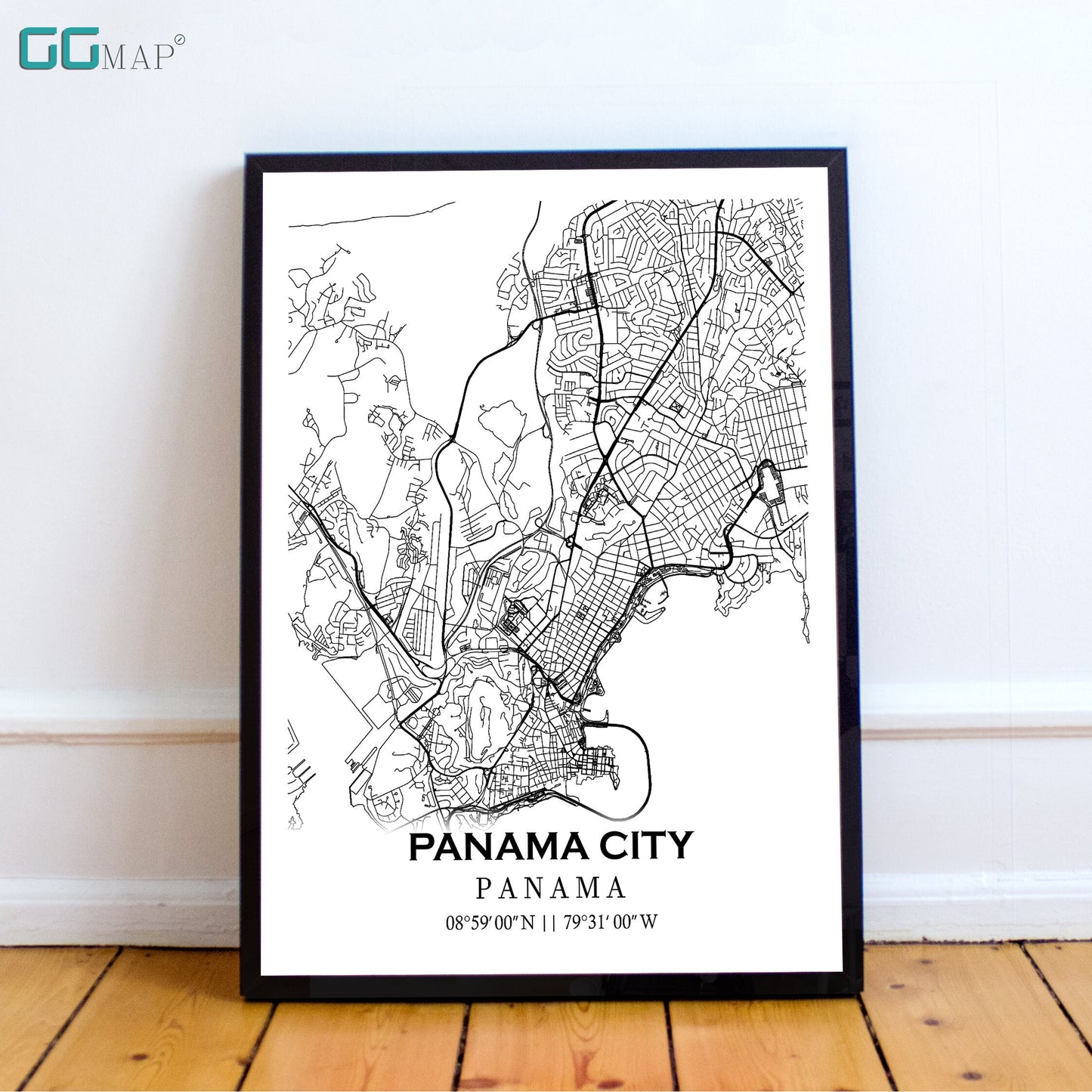 City map of PANAMA CITY - Home Decor - Wall decor - Office map - Travel map - Print map - Poster city map - Panama City map -Map art -Panama