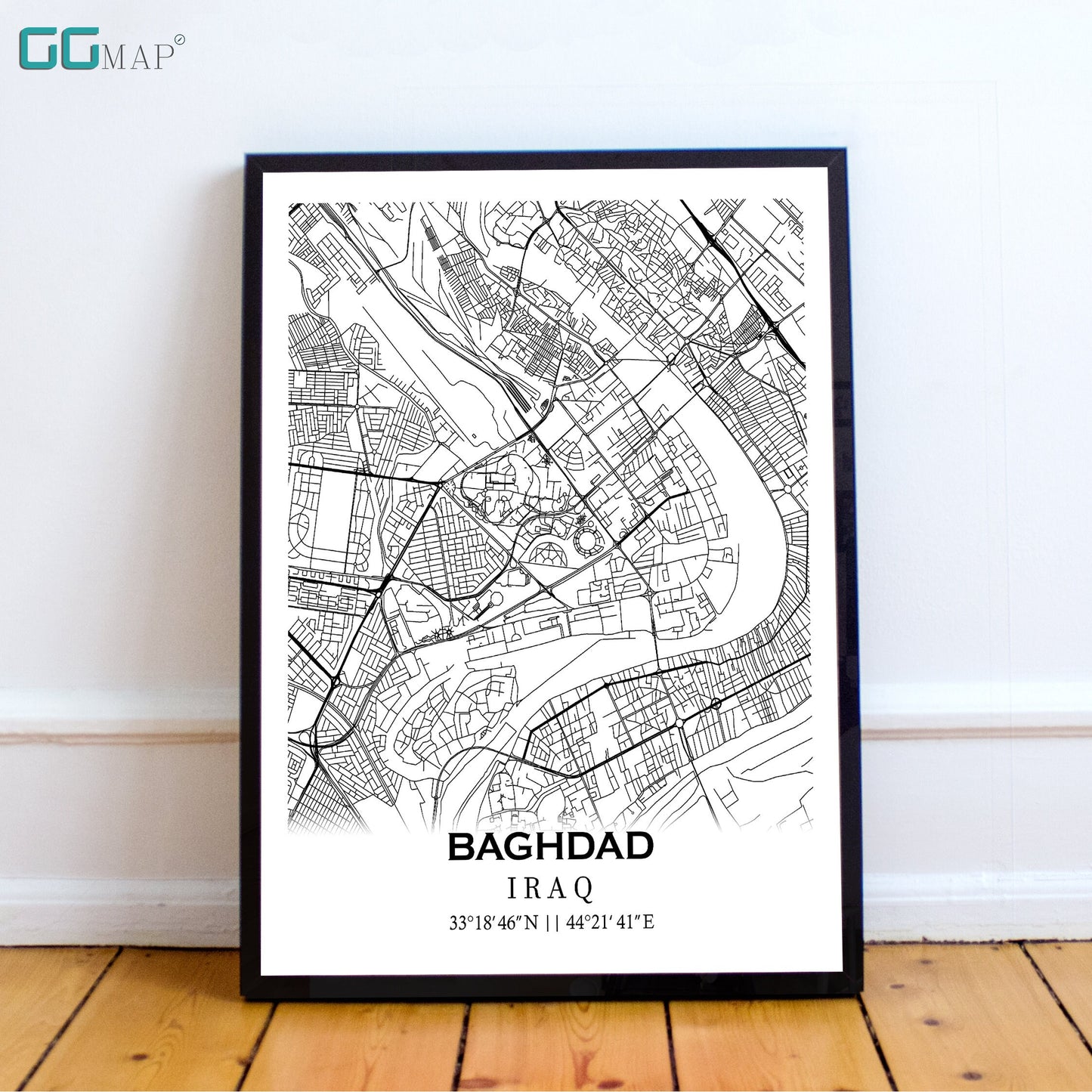 City map of BAGHDAD - Home Decor - Wall decor - Office map - Travel map - Print map - Poster city map - Baghdad map - GeoGIS Studio - Iraq