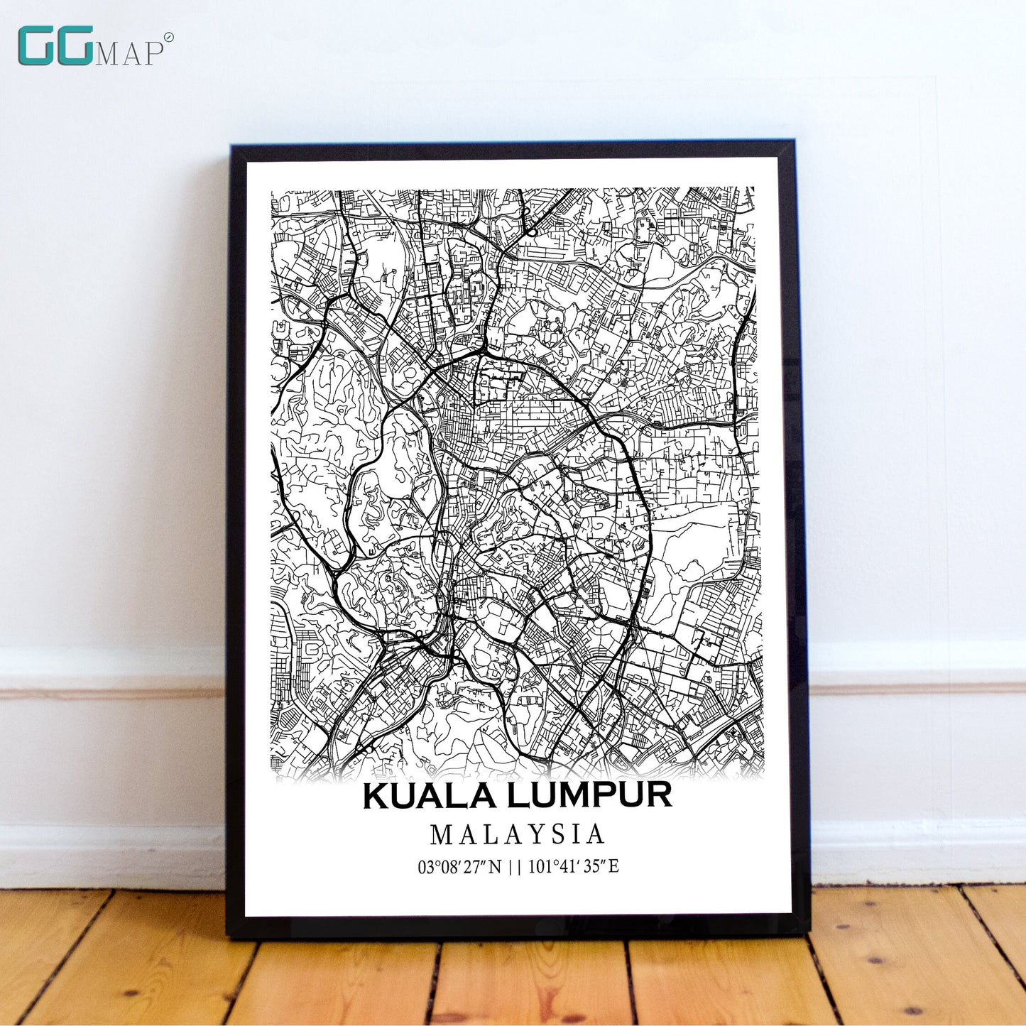 City map of KUALA LUMPUR - Home Decor - Wall decor - Office map - Print map - Poster city map - Kuala Lumpur map - GeoGIS Studio - Malaysia