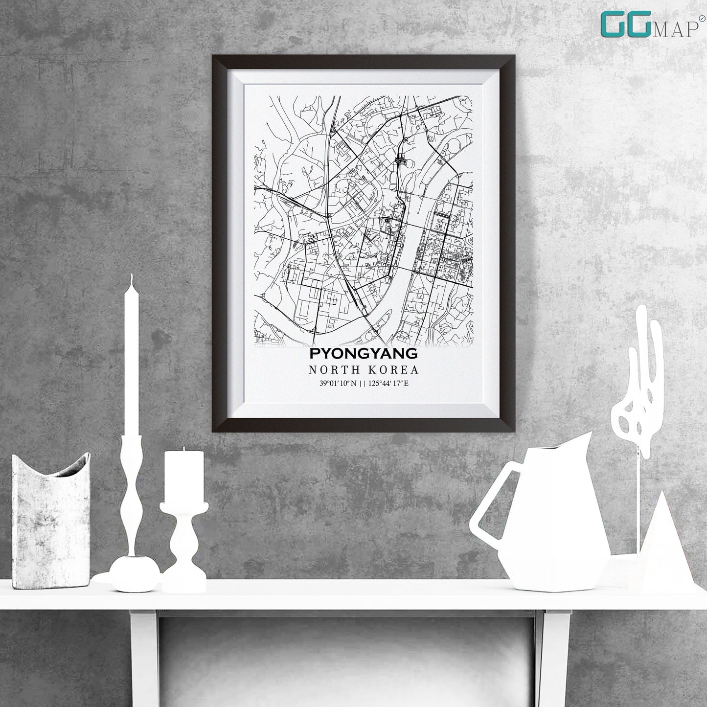 City map of PYONGYANG -Home Decor -Wall decor -Office map -Travel map -Print map -Poster city map -Pyongyang map -GeoGIS Studio -North Korea