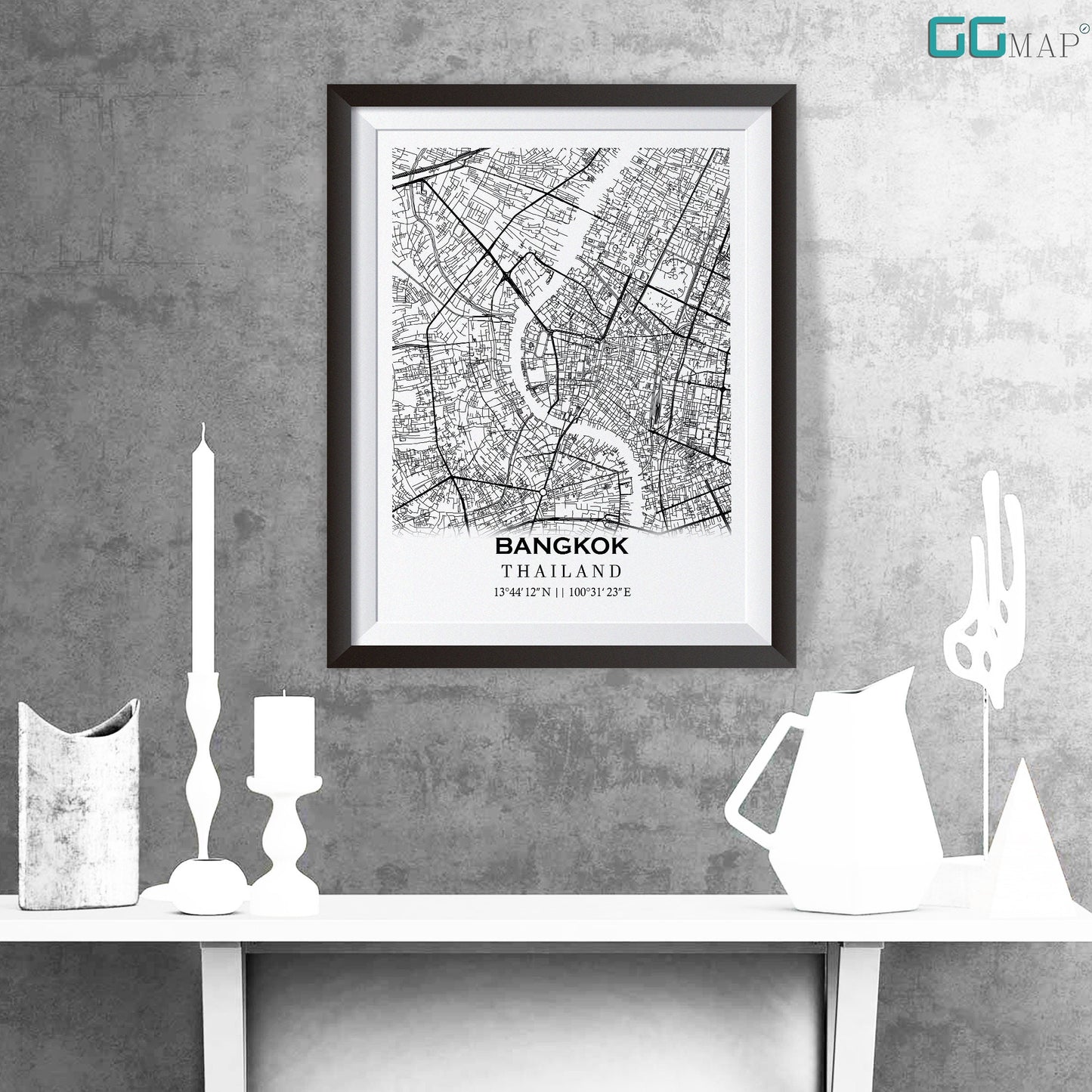 City map of BANGKOK - Home Decor - Wall decor - Office map -Travel map - Print map - Poster city map -Bangkok map - GeoGIS Studio - Thailand