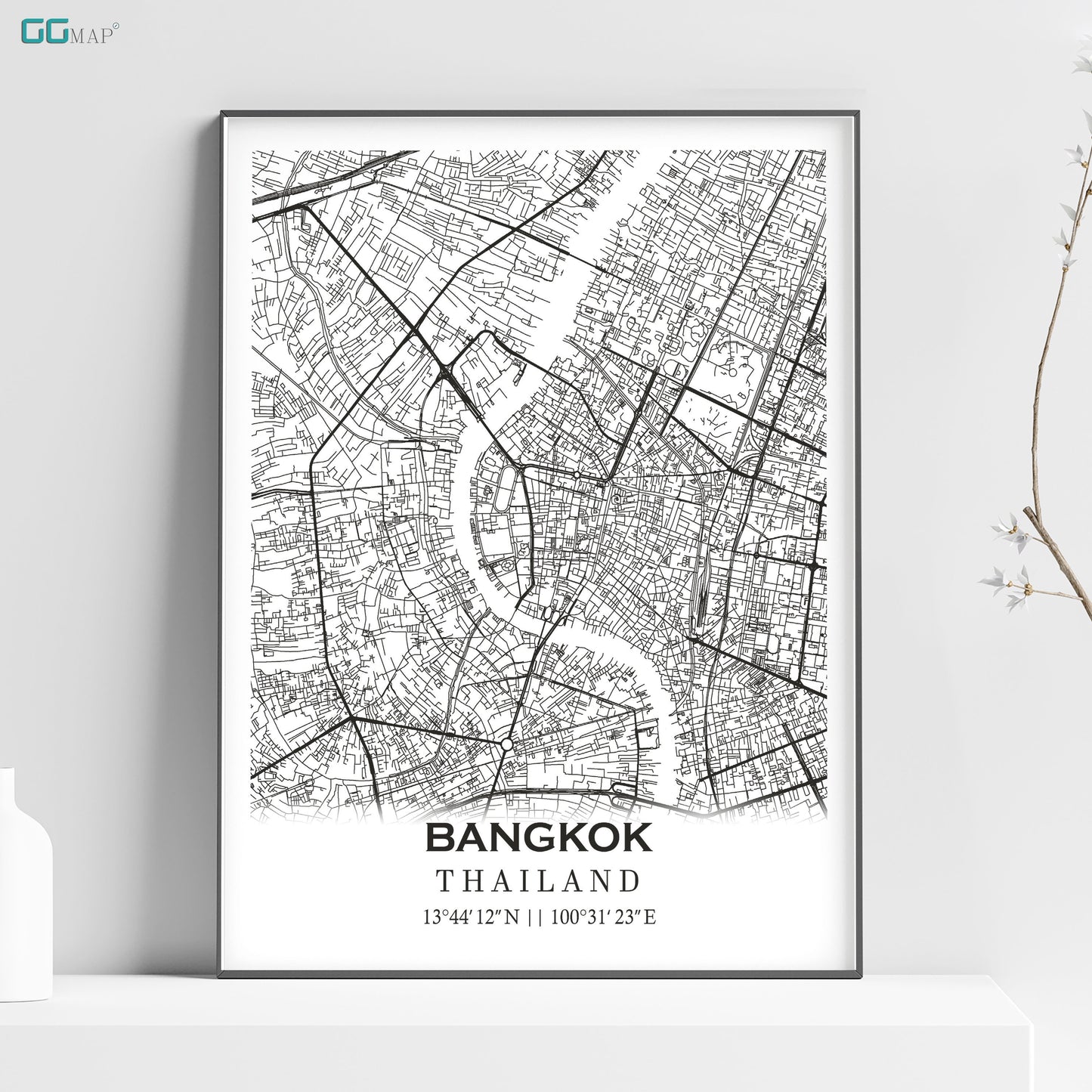 a black and white map of bangkok, thailand