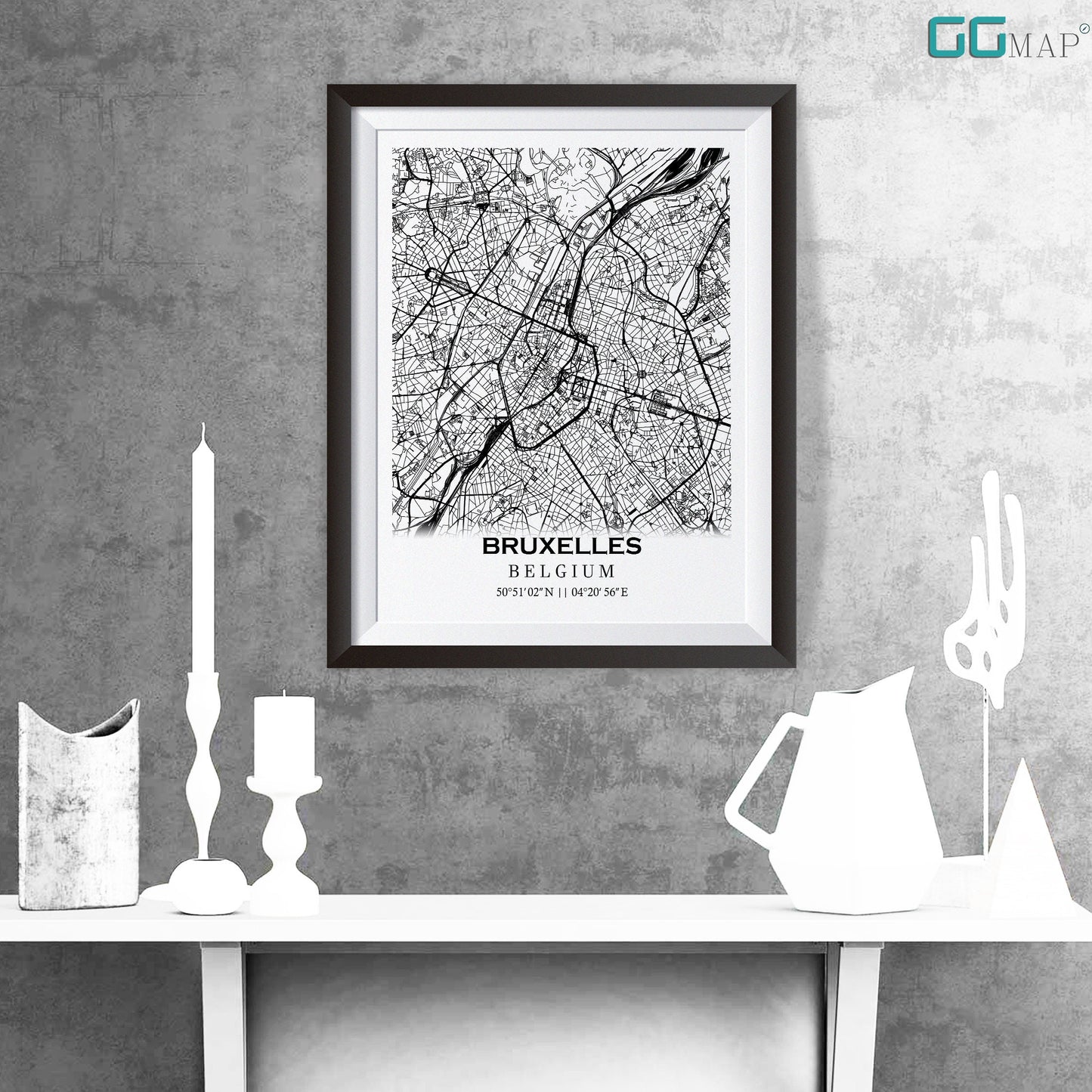 Map of BRUSSELS , Bruxelles, Belguim - Home Decor - Wall decor -Office map - Travel map -Print map - Poster city map -Office decor - Belgium