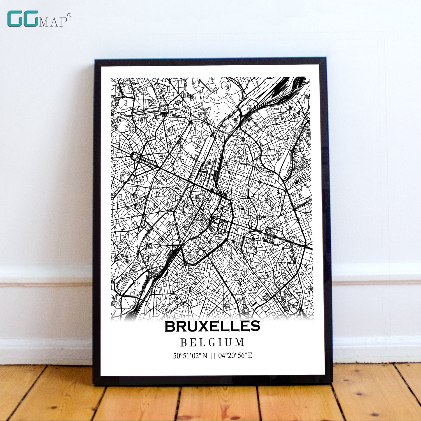 Map of BRUSSELS , Bruxelles, Belguim - Home Decor - Wall decor -Office map - Travel map -Print map - Poster city map -Office decor - Belgium