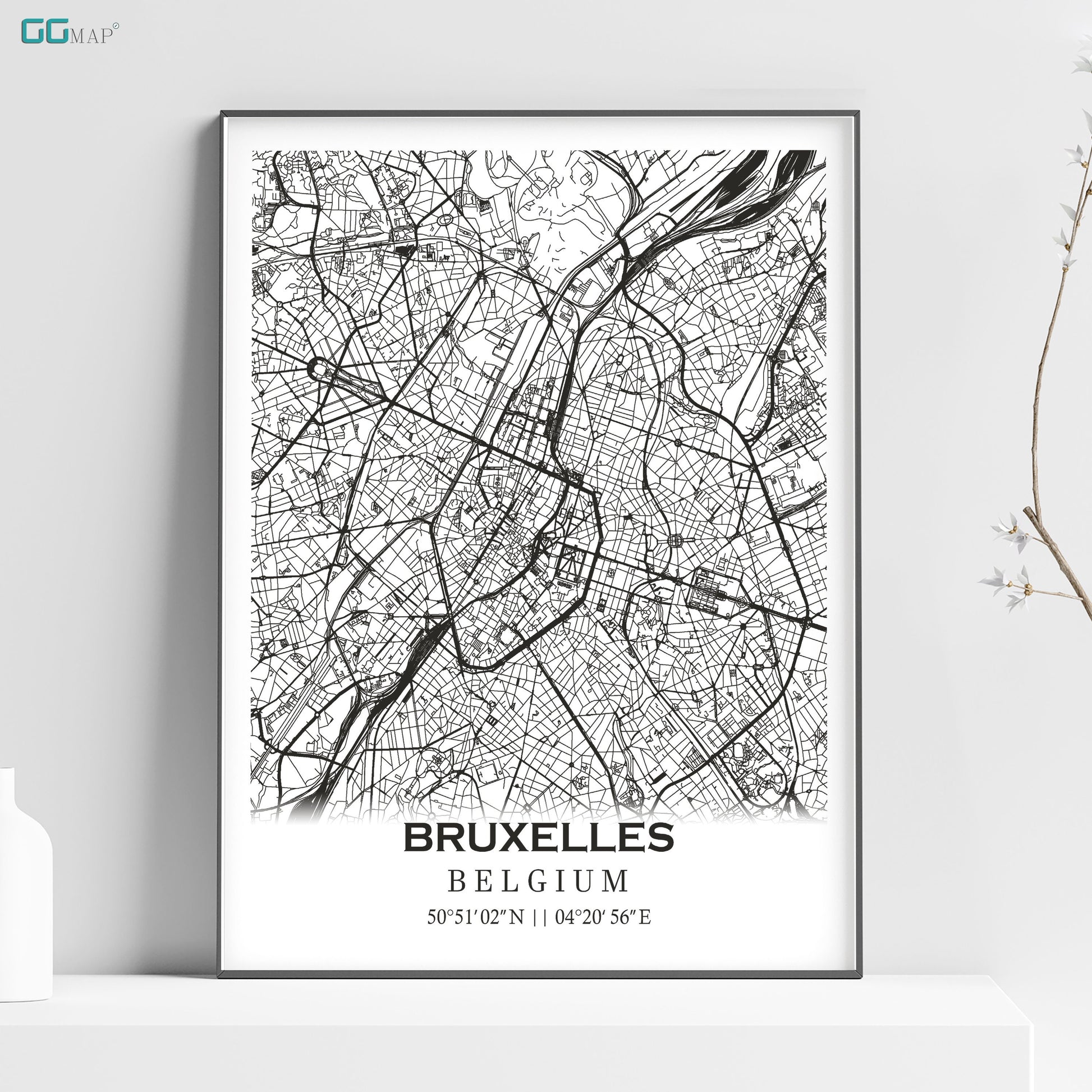 a black and white map of bruxlles belgium