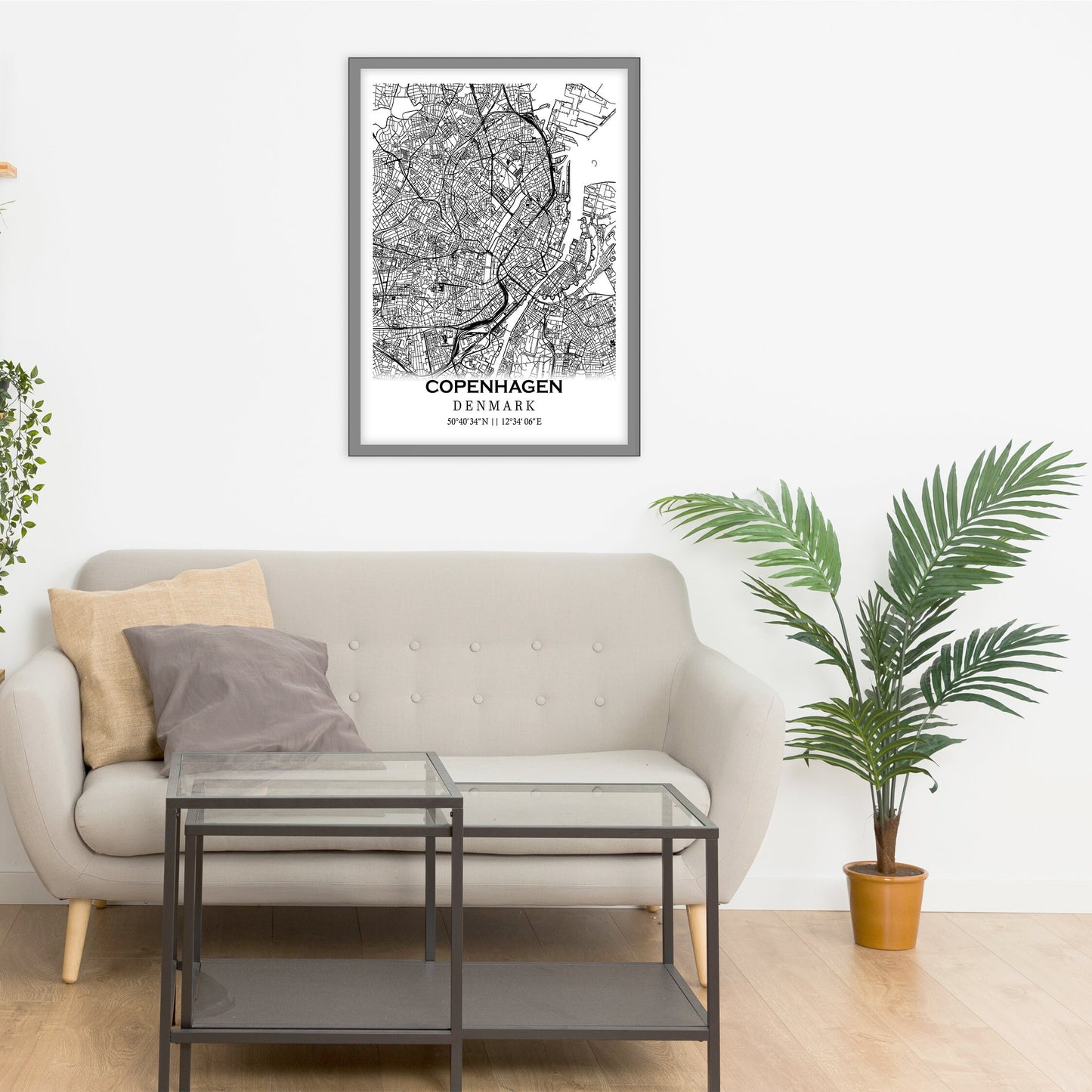 City map of COPENHAGEN - Home Decor - Wall decor -Office map- Travel map -Print map- Poster city map -Copenhagen map-Denmark