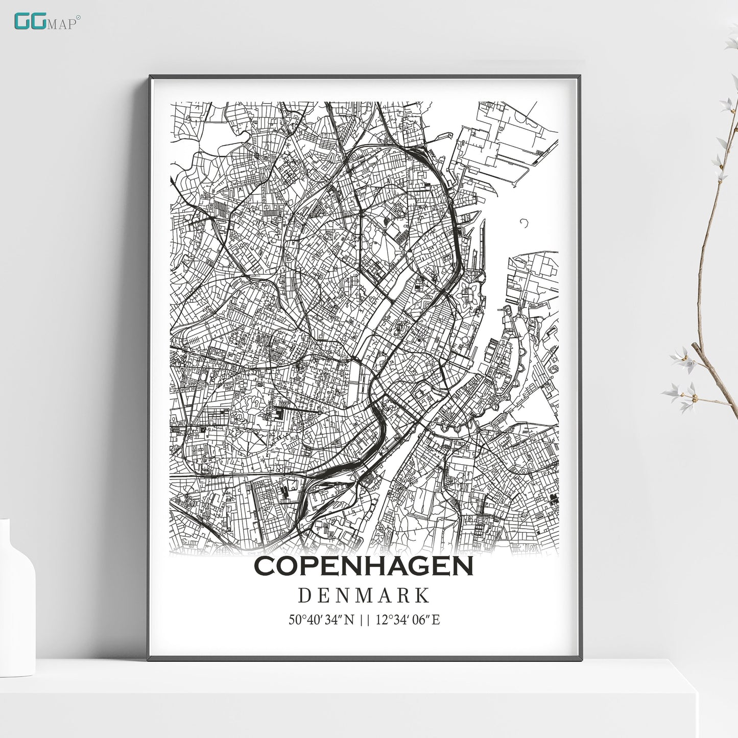 a black and white poster of a city map