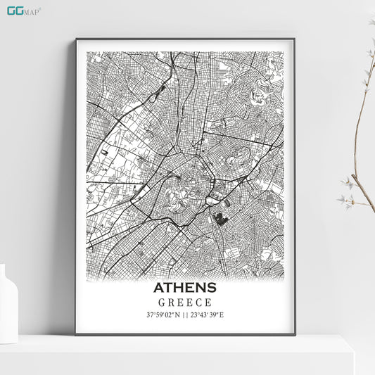 a black and white map of the city of athens