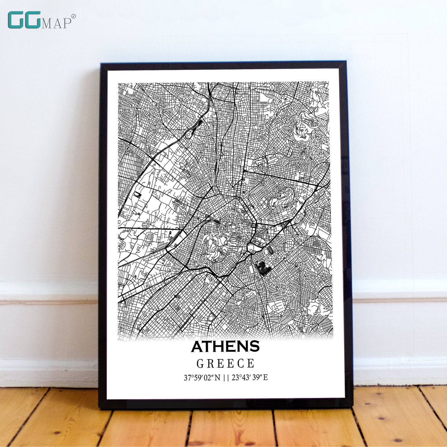 City map of ATHENS - Home Decor - Wall decor - Office map - Travel map - Print map - Poster city map - Athens map - GeoGIS Studio - Greece