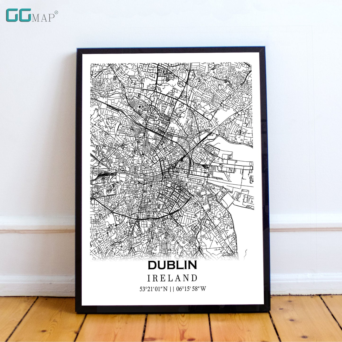 Map of DUBLIN, Ireland - Home Decor - Dublin Wall decor - Dublin Office map - Dublin Travel map - Dublin Print map - Dublin Poster city map