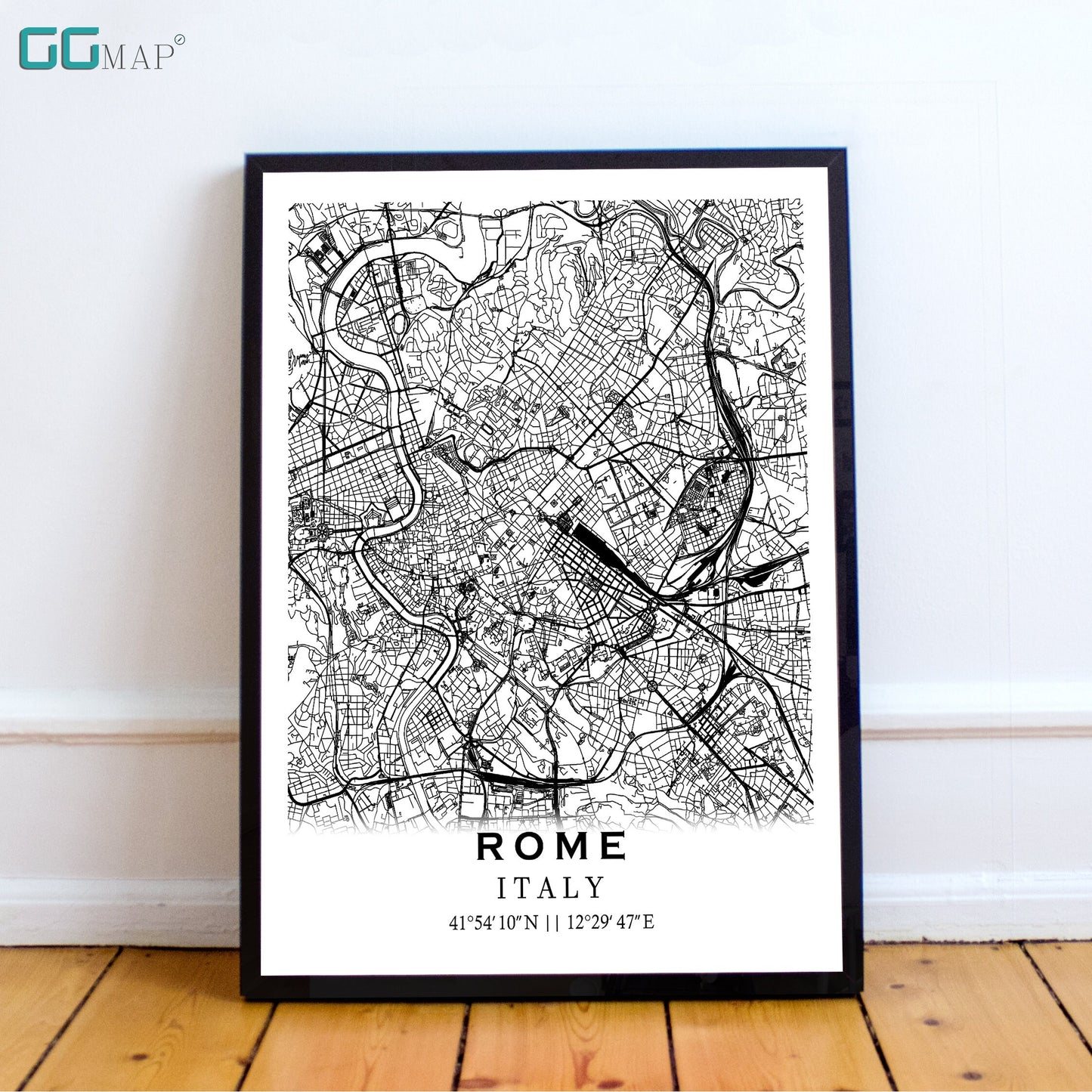 Map of ROME, ITALIA - Italy -Rome Home Decor -Rome Wall decor -Rome Office map -Rome Travel map -Rome Print map -Rome Poster city map- Italy